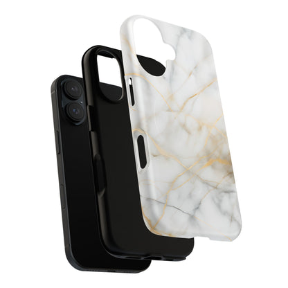 Golden Vein iPhone MagSafe Phone Case -White Neutral Marble Design