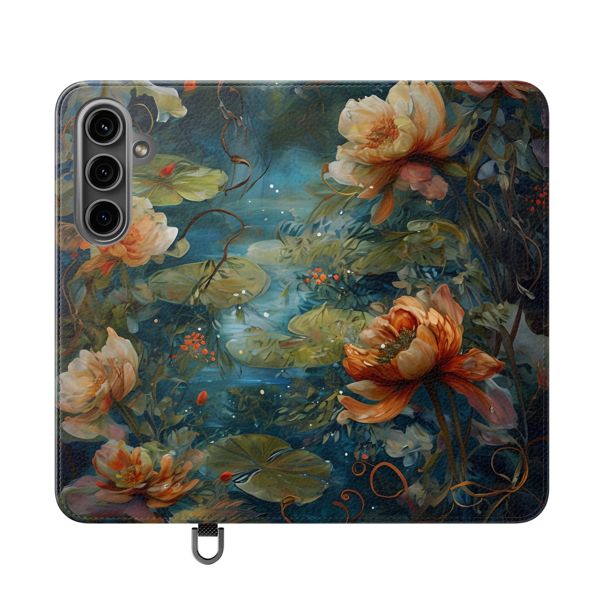 Waterlily Nocturne Samsung Galaxy S24 Plus Wallet Case - Elegant Floral Flip Cover, Vintage Botanical Phone Folio