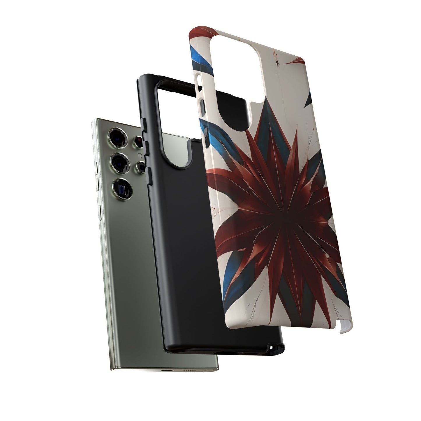 Garnet Starburst red, white and blue starburst Samsung Galaxy tough phone case dual layer protection