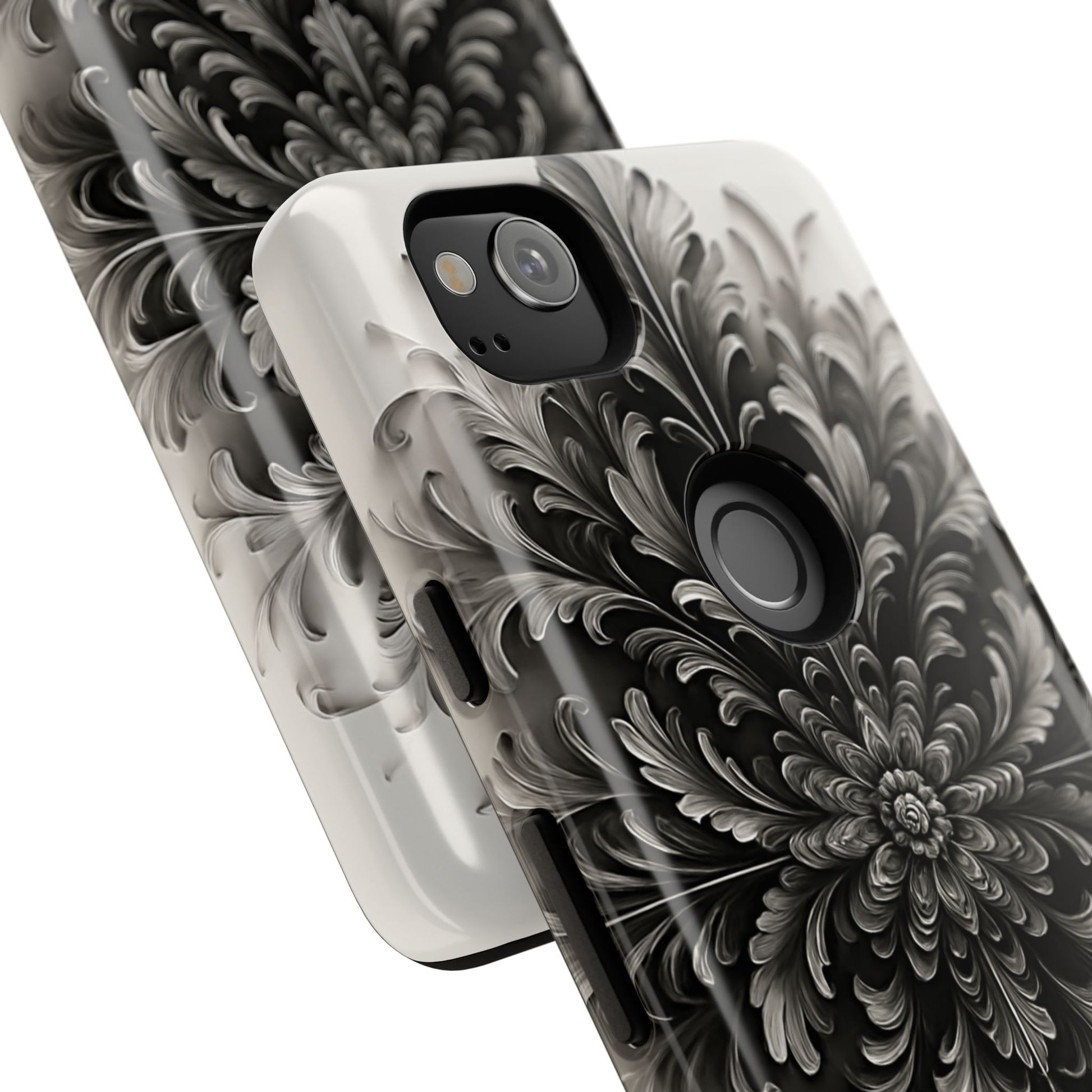 Obsidian Bloom - Elegant Black & White Google Pixel 2 Phone Case - Intricate Mandala Flower Design