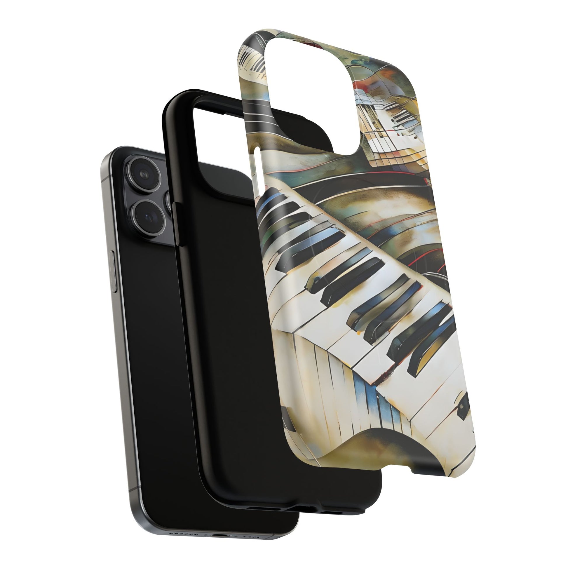 Ivory Cascade Abstract Keyboard Music iPhone 15 Pro Max MagSafe Case
