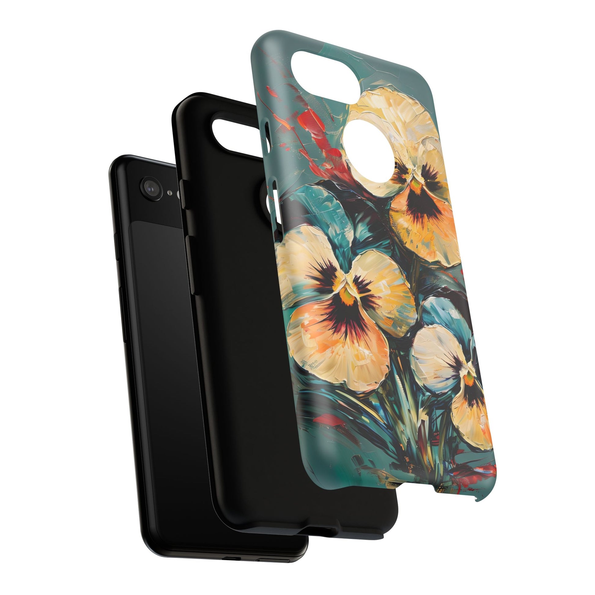 Golden Pansy Cascade Tough Case for Google Pixel 3 - Floral Artistic Shockproof Cover, Elegant Protective Phone Case