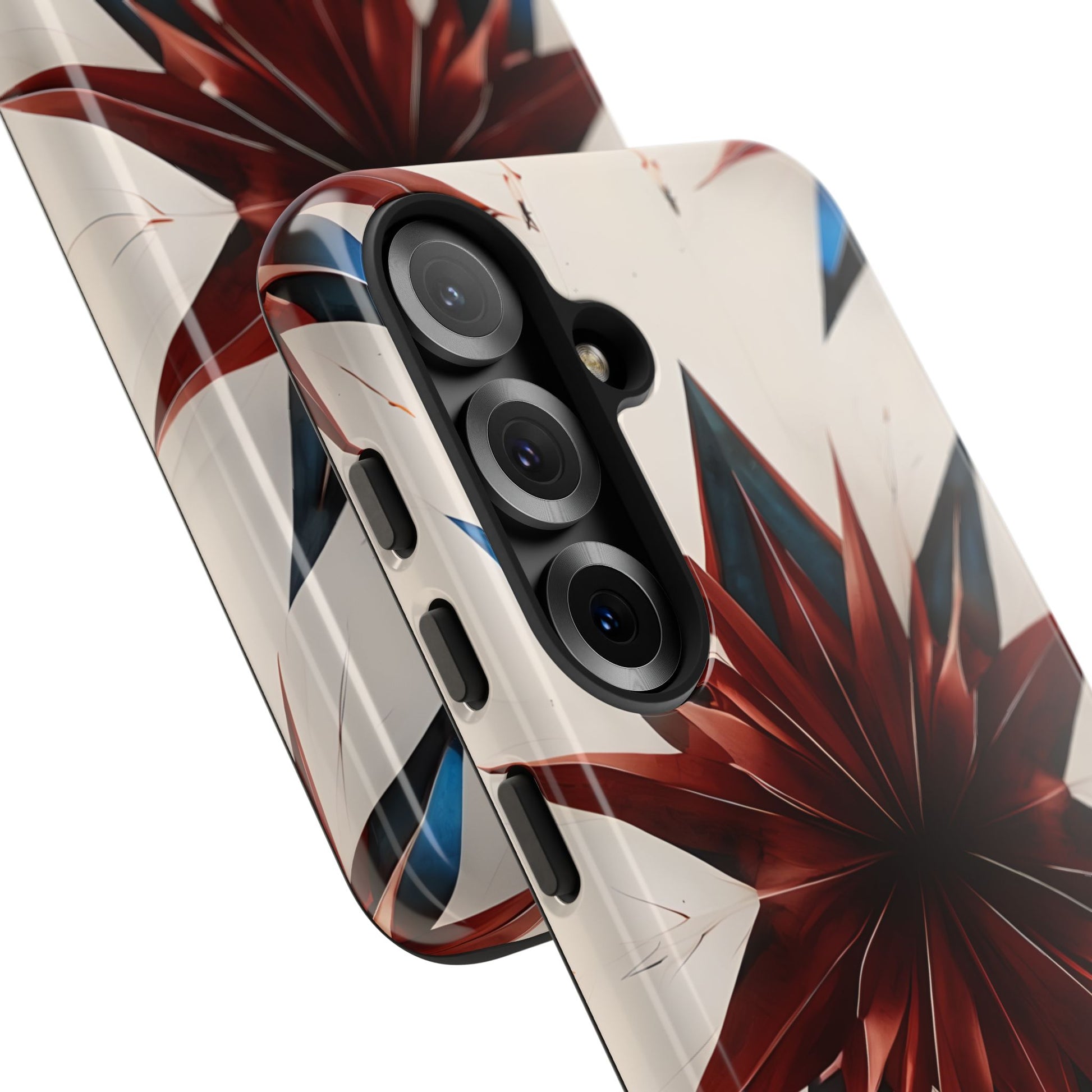 Garnet Starburst - Kaleidoscope Collection Gemstone Floral - Samsung Galaxy S25 Tough Phone Case - Floral Burst Design