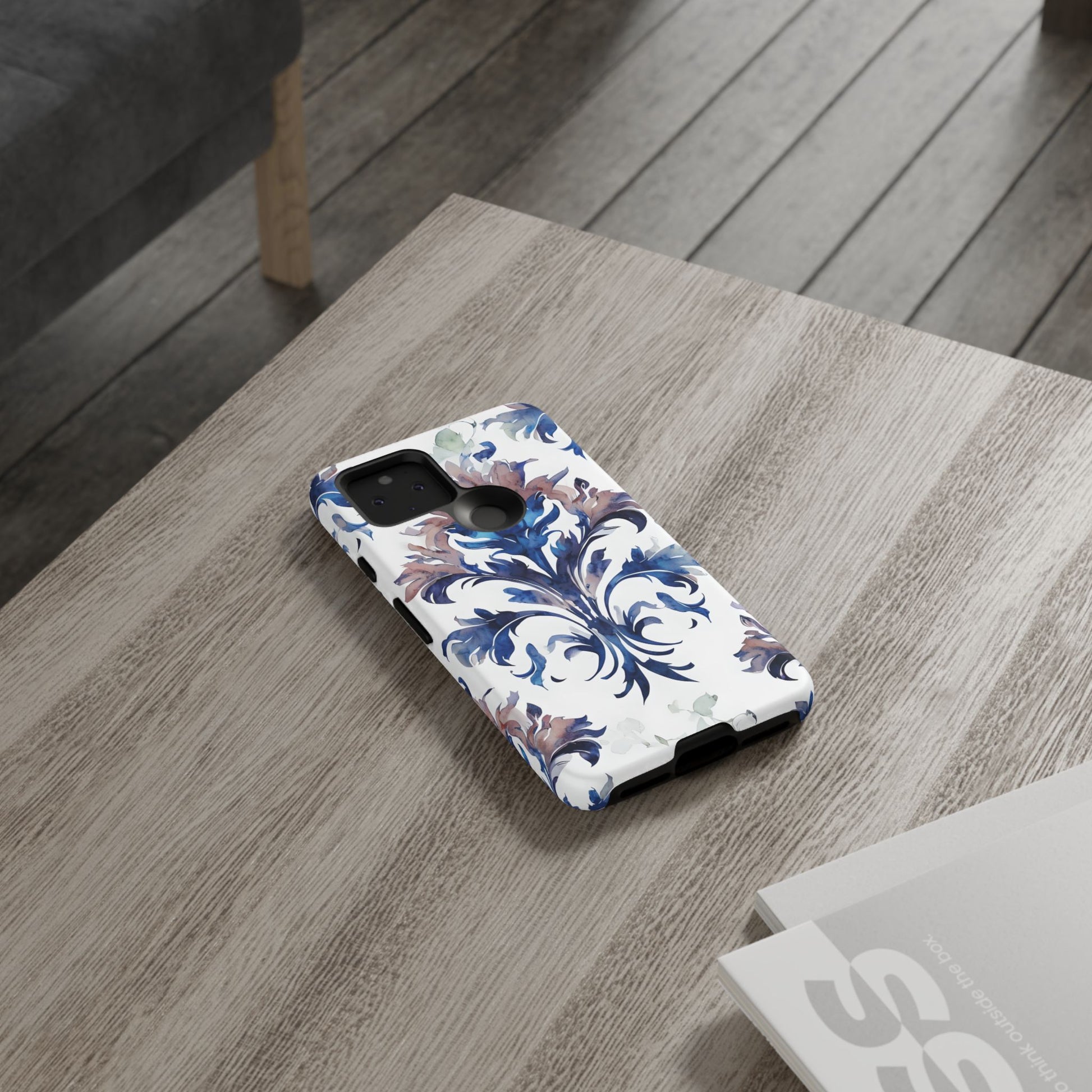 Delft Reverie - Elegant Blue & White Google Pixel 5 5G Tough Phone Case - Dutch Delftware-Inspired Floral Design