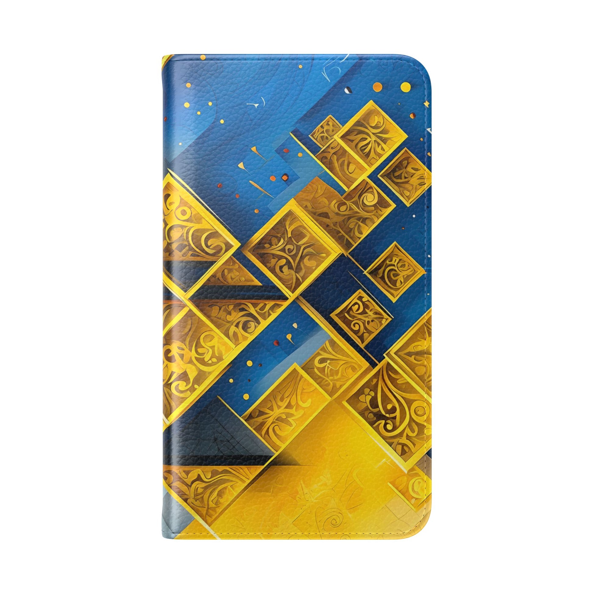 Golden Ascent Wallet Phone Case - Abstract Yellow & Blue Flip Cover for Samsung Galaxy S23