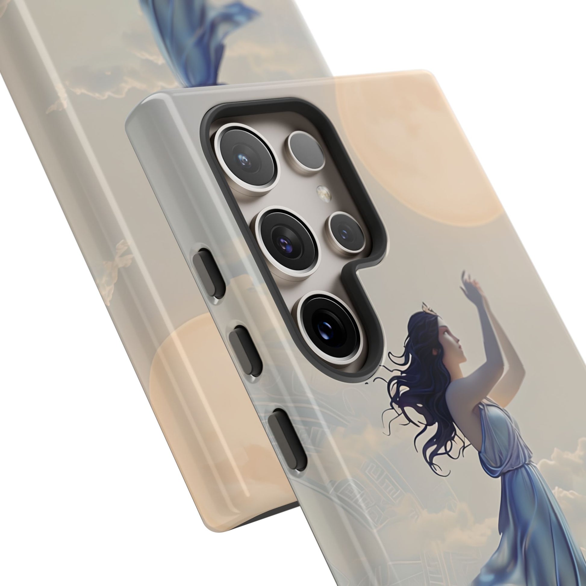 Moonlit Ascend - Ethereal Celestial Art Samsung Galaxy S24 Ultra Tough Phone Case - Dreamy Night Sky & Floating Woman Design