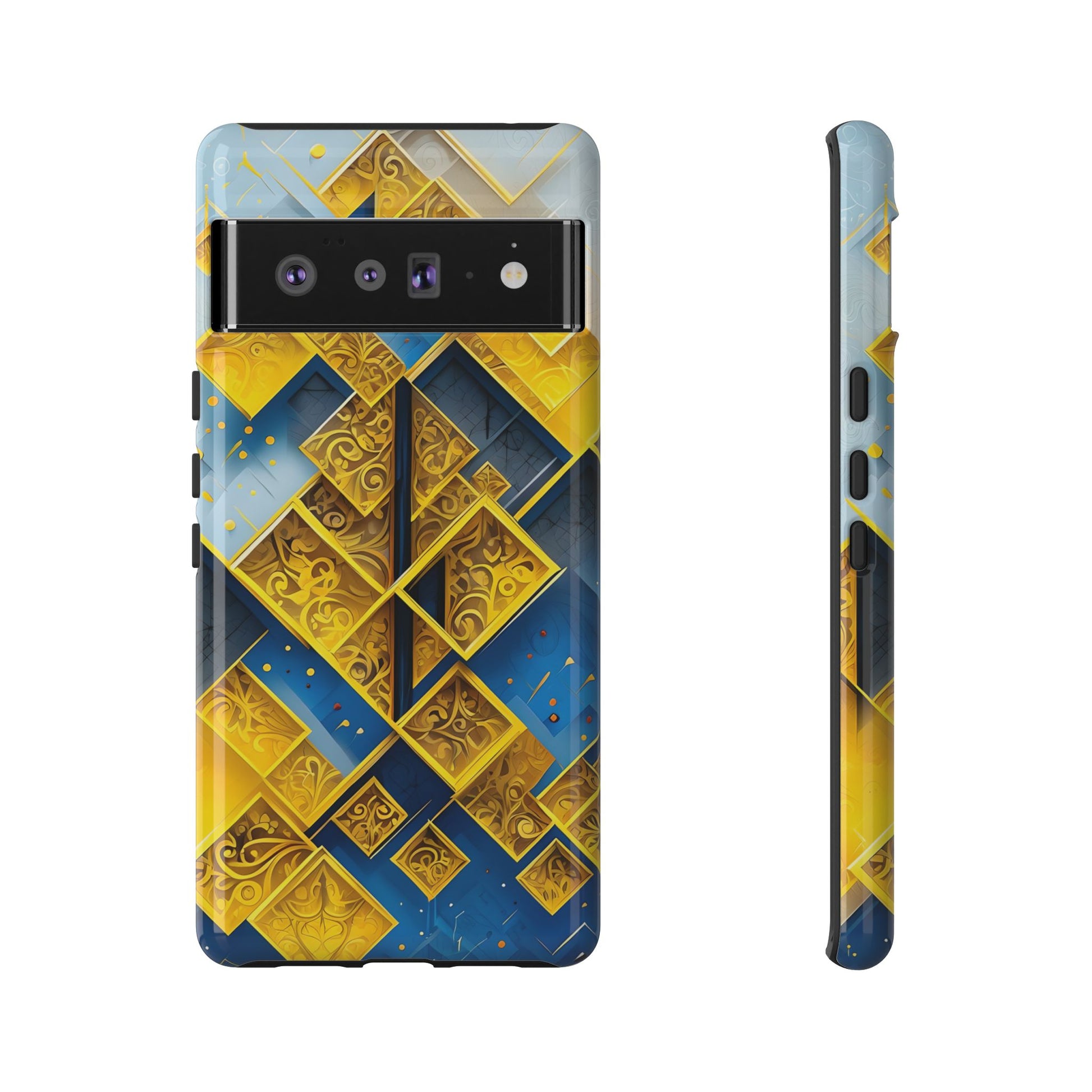 Golden Ascent Luxe Geometric Google Pixel 6 Pro Tough Case - Elegant Abstract Gold Design