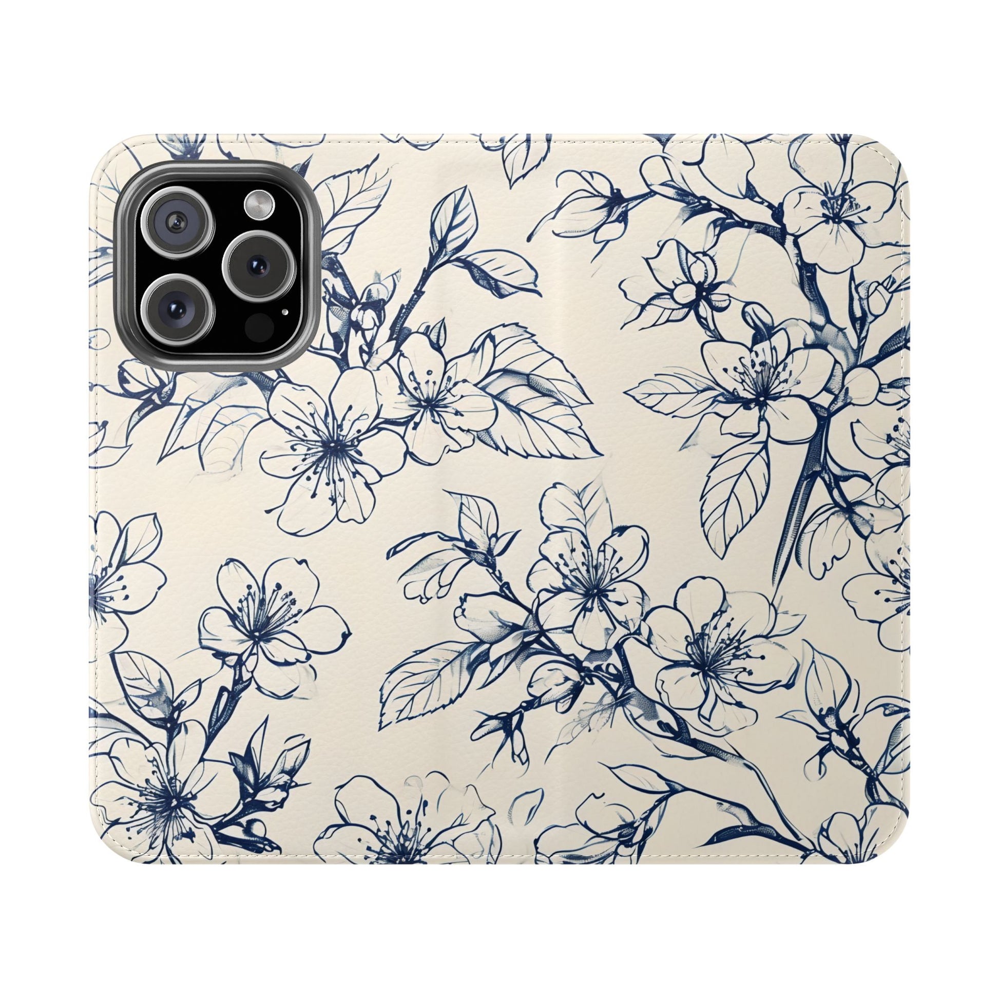 Blossom Sketch - Minimalist Floral Flip Phone Case for iPhone 16 Pro