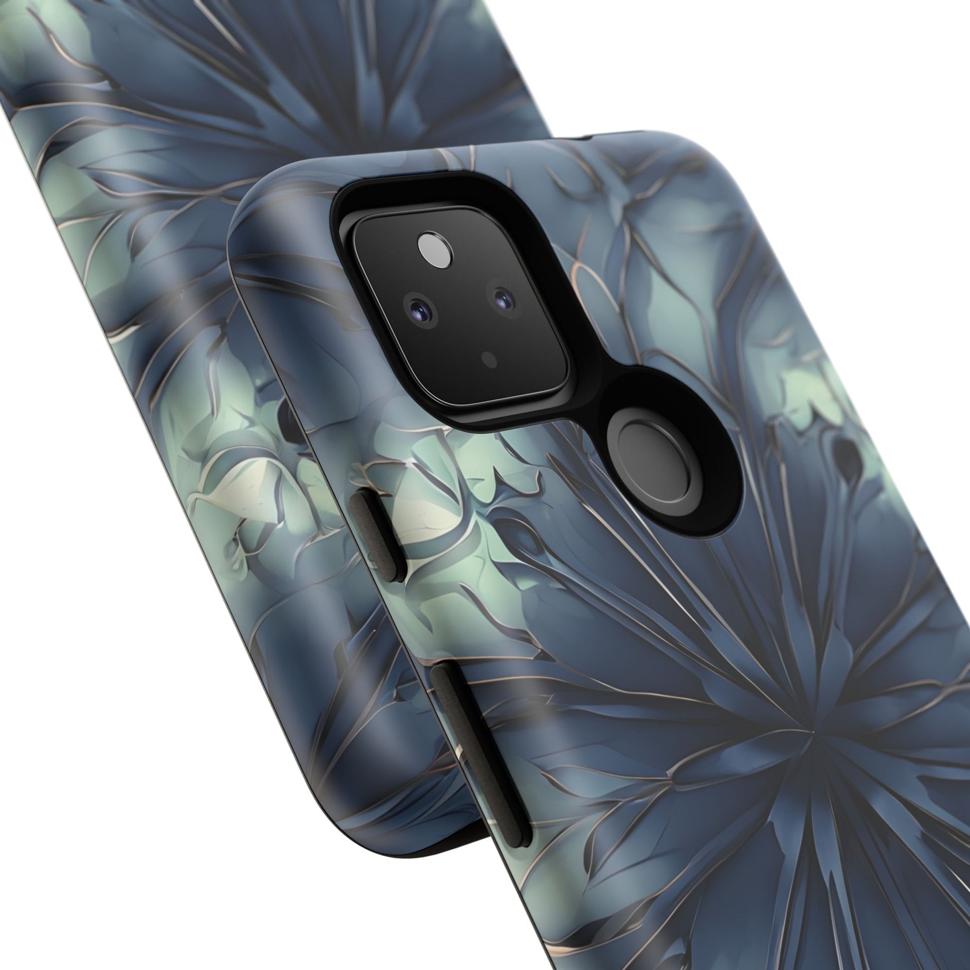 Indigo Mosaic - Artistic Kaleidoscope Collection Artistic Floral - Google Pixel 4a 5G Tough Phone Case - Bold Blue Symmetrical Design