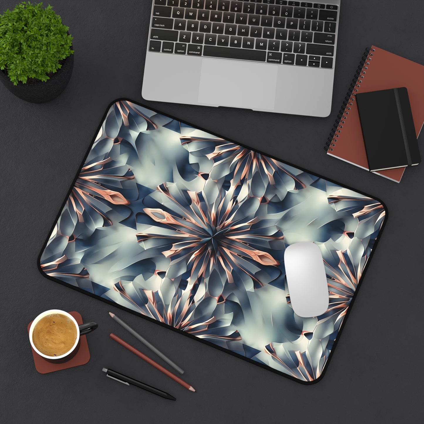 Obsidian Kaleidoscope Desk Mat - Premium Office Desk Pad, 3 Sizes Available, Artistic Workspace Protection