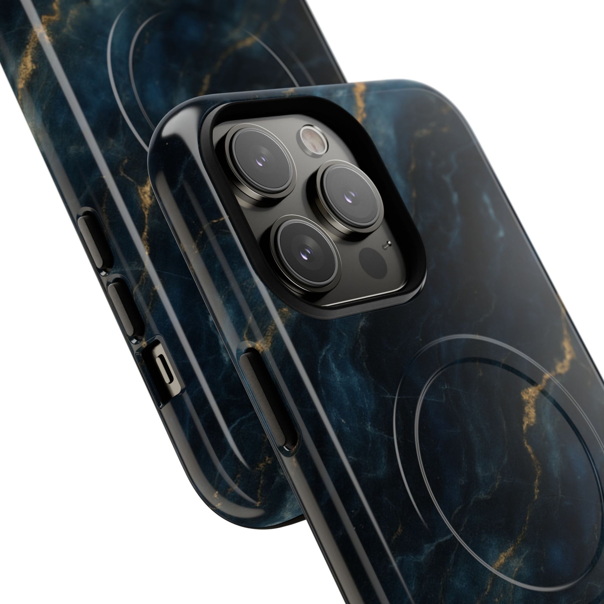 Midnight Marble MagSafe iPhone 14 Pro Max Case - Deep Blue Marble Design Shockproof Cover