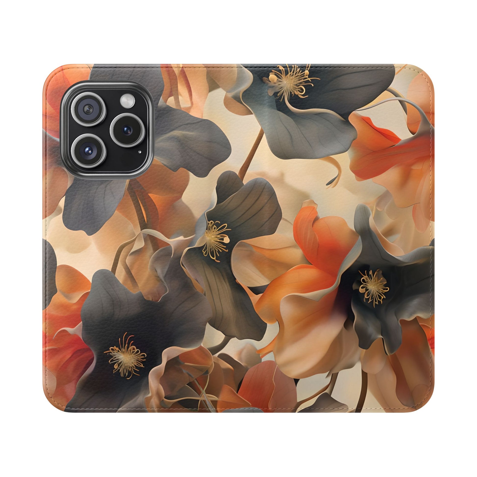 Autumn Ember Wallet Phone Case - Modern Primary Color Design - Flip Cover for iPhone 15 Pro
