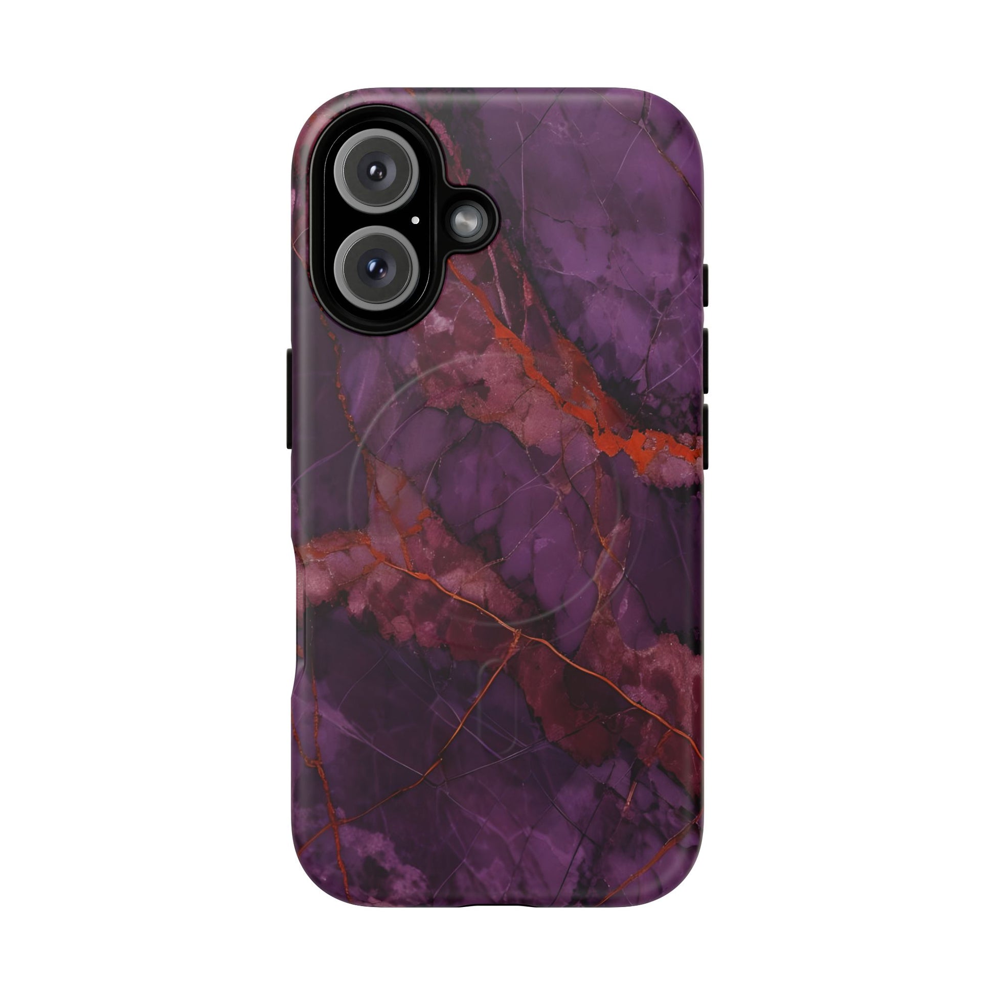 Amethyst Current - Kaleidoscope Collection Artistic Floral Burst - iPhone 16 MagSafe Phone Case - Bold Purple Symmetrical Design