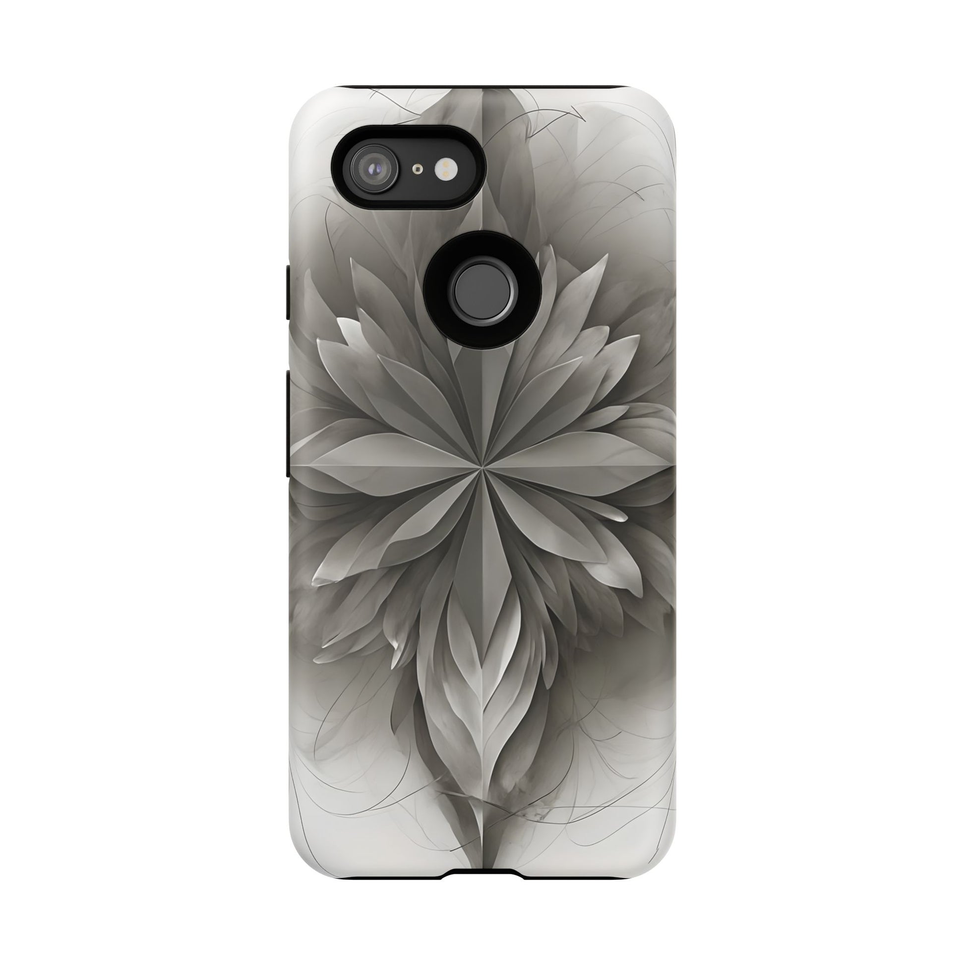 Silver Lotus - Elegant Monochrome Floral Google Pixel 3 Tough Phone Case - Modern Lotus Design