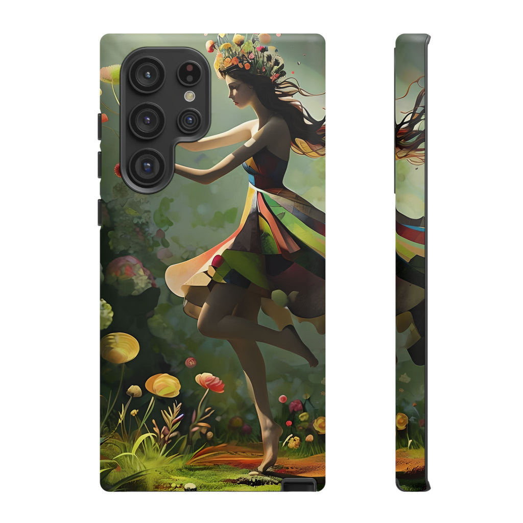Dancing Wildflower Muse Samsung Galaxy S22 Ultra Tough Case - Artistic Floral Fantasy Cover - Whimsical Nature-Inspired Protective Accessory