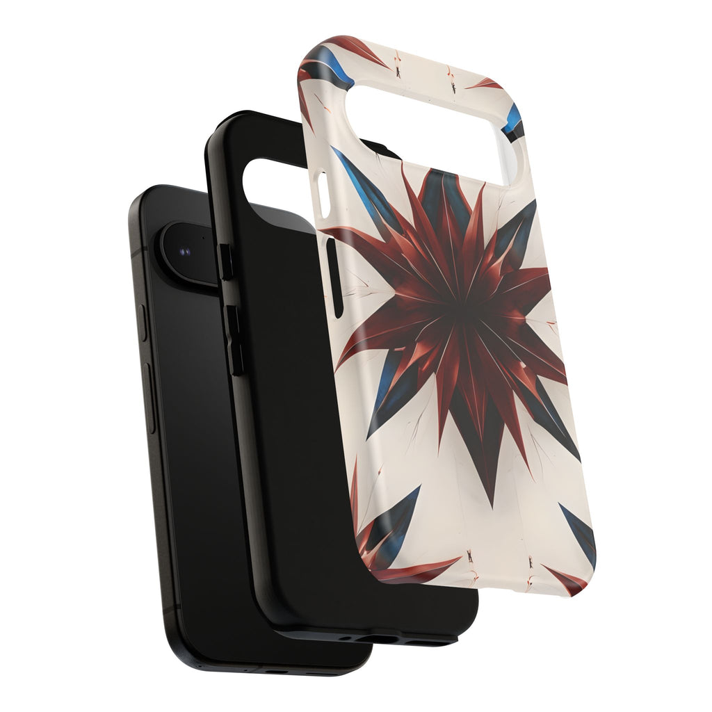 Garnet Starburst - Kaleidoscope Collection Gemstone Floral - Google Pixel 9 Tough Phone Case - Floral Burst Design