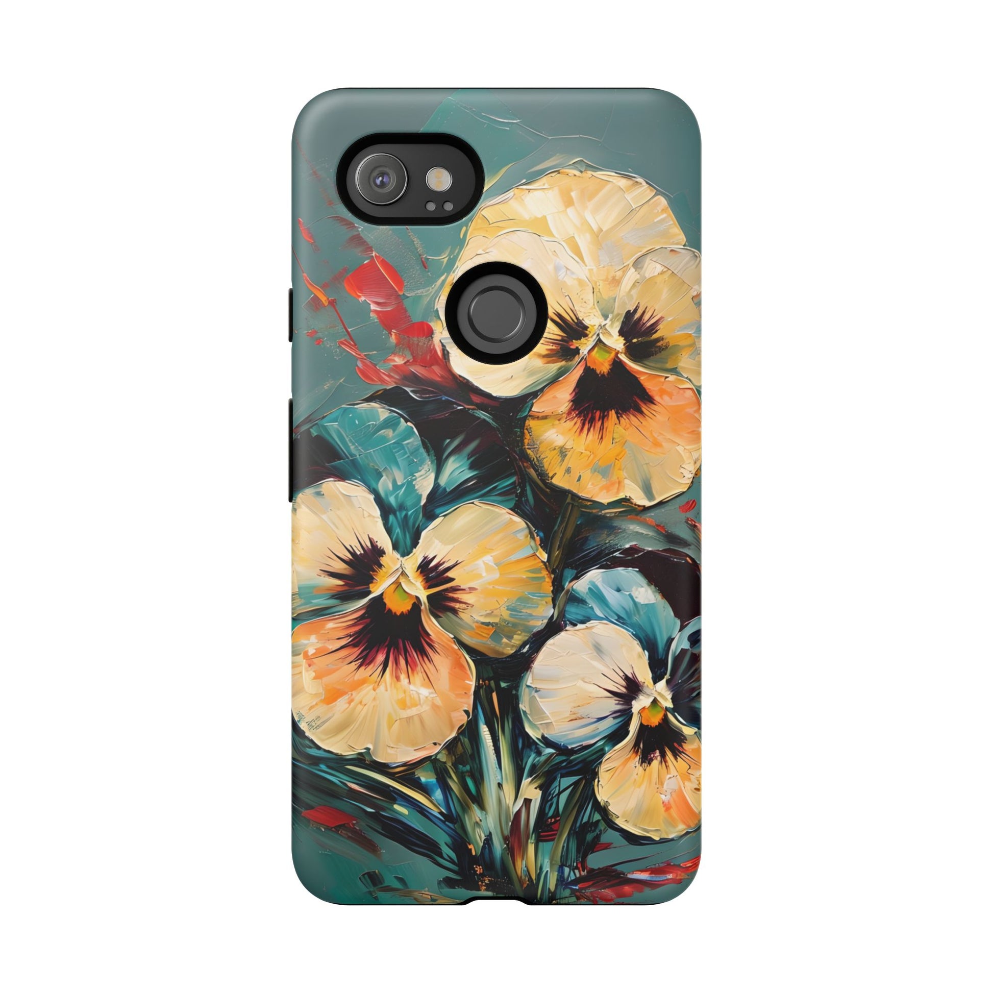 Golden Pansy Cascade Tough Case for Google Pixel 2XL - Floral Artistic Shockproof Cover, Elegant Protective Phone Case