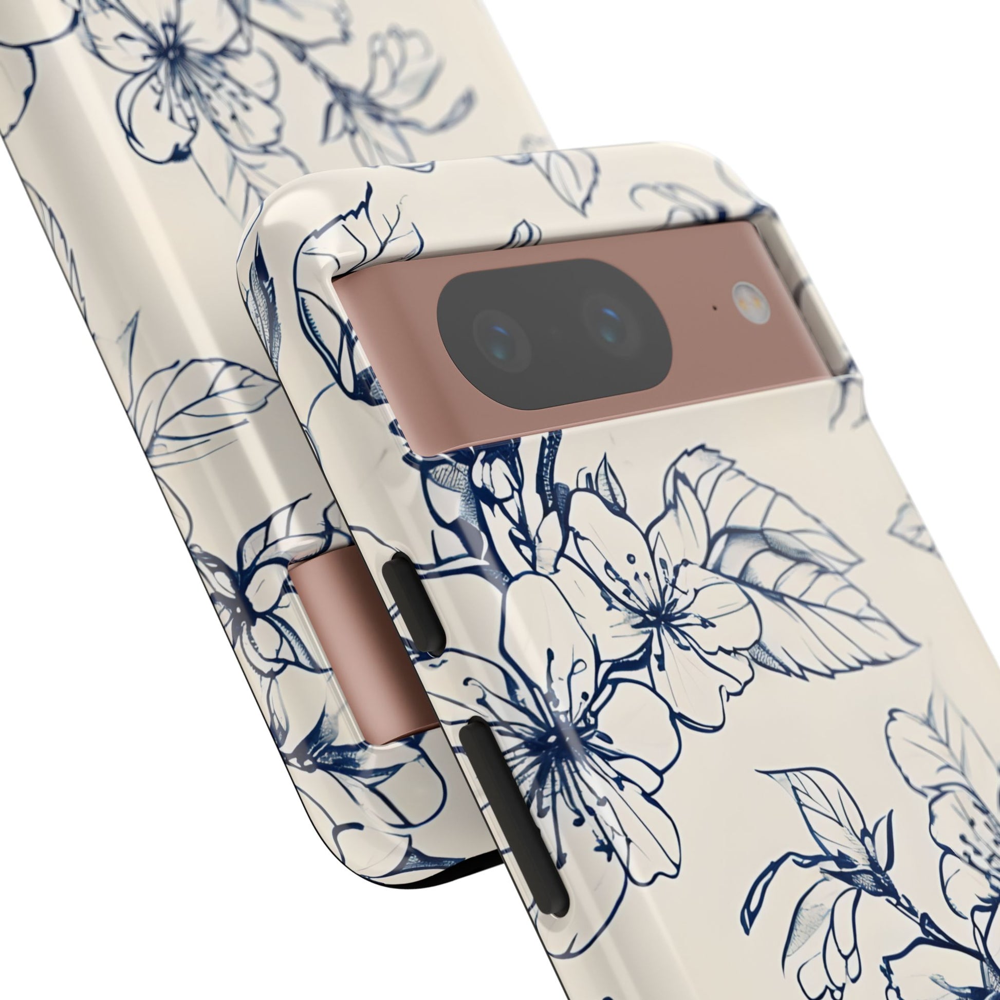 Blossom Sketch - Artistic Blue Floral Google Pixel 8 - Tough Phone Case - Hand-Drawn Botanical Design