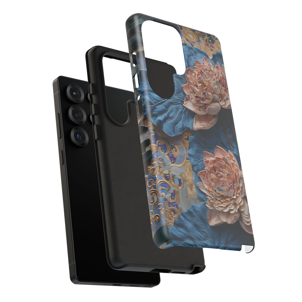 Peony Midnight Tapestry - Samsung Galaxy S25 Ultra - Elegant Blue & Blush Artful Phone Cover
