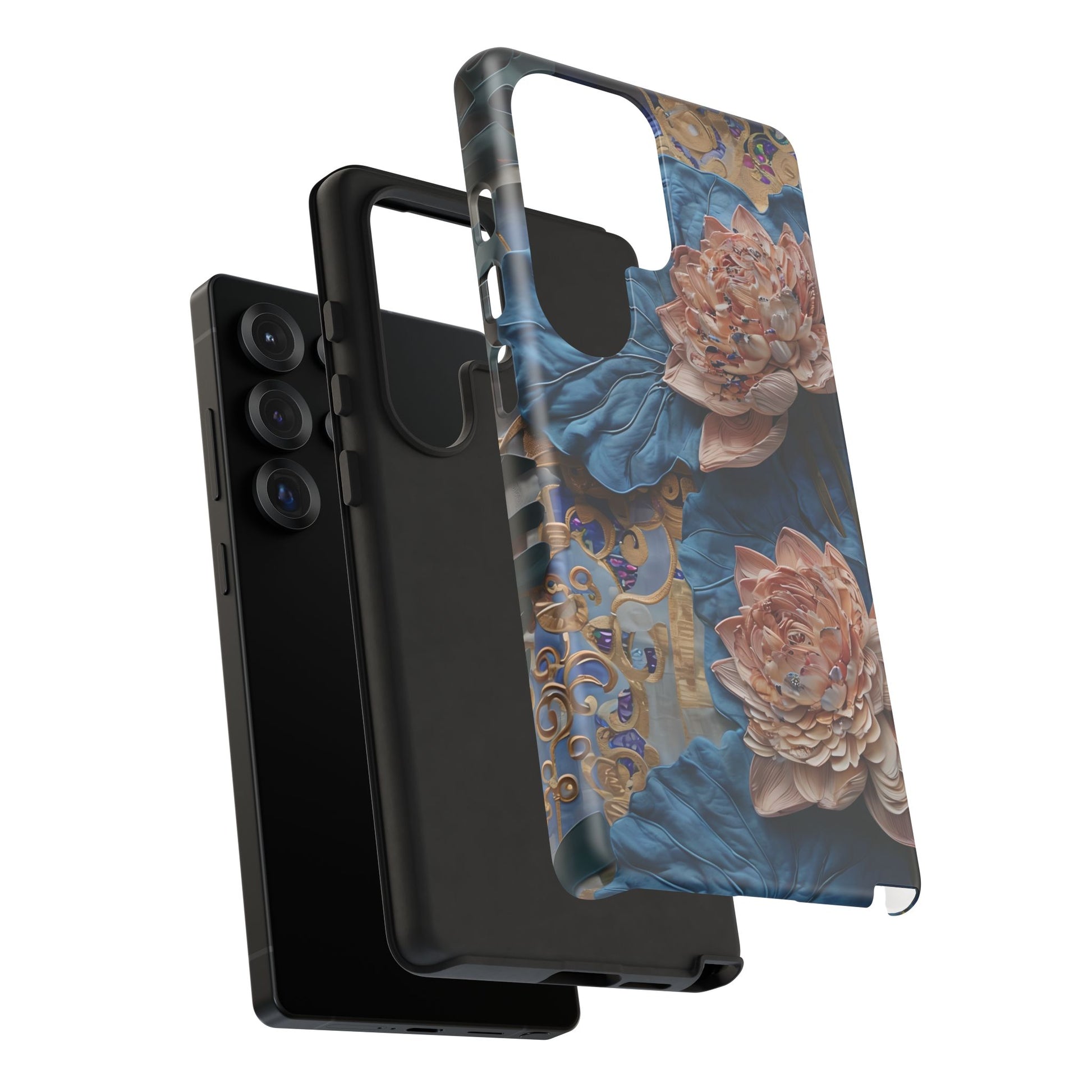 Peony Midnight Tapestry - Samsung Galaxy S25 Ultra - Elegant Blue & Blush Artful Phone Cover
