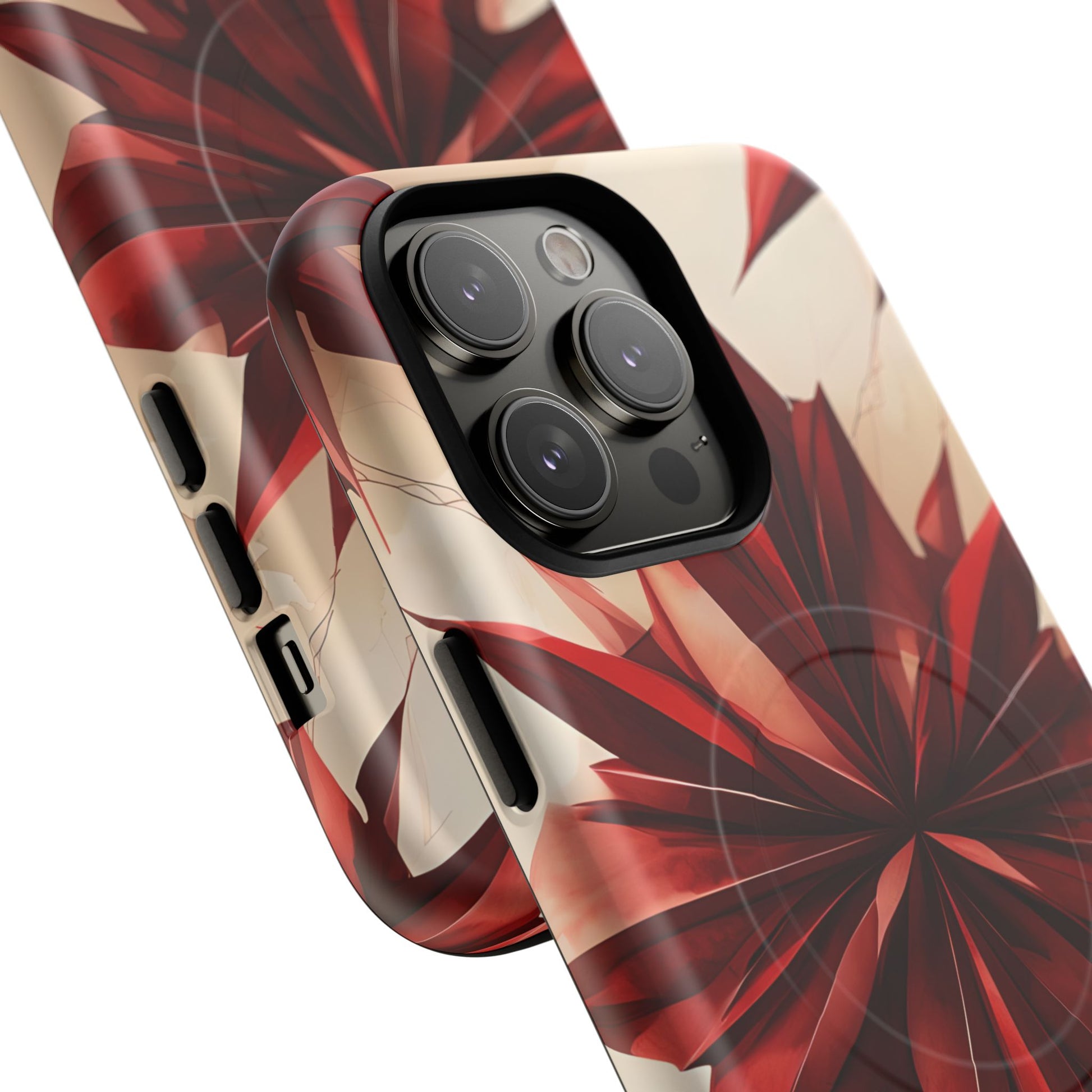 Ruby Compass iPhone 14 Pro Max MagSafe Phone Case - Bold Red Modern Design