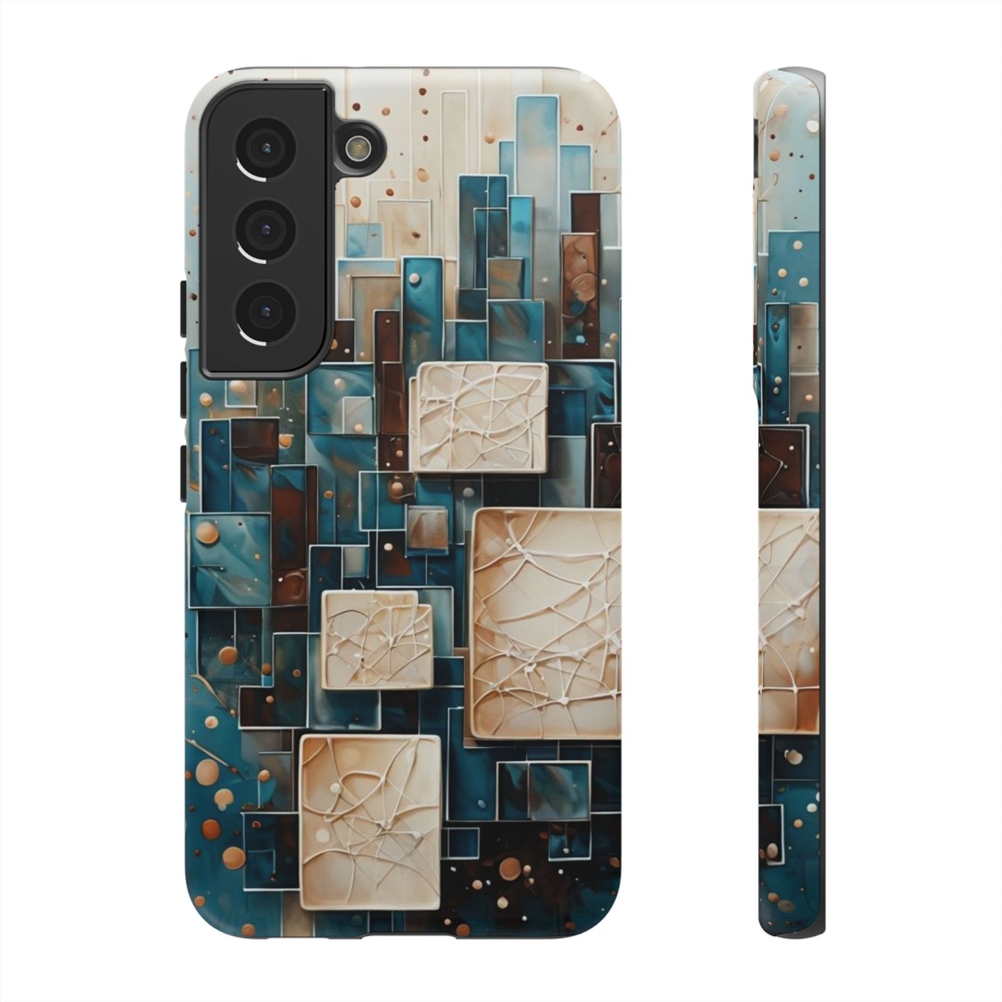 Architectural Drift Samsung Galaxy Case - Modern Geometric Teal & Parchment Design