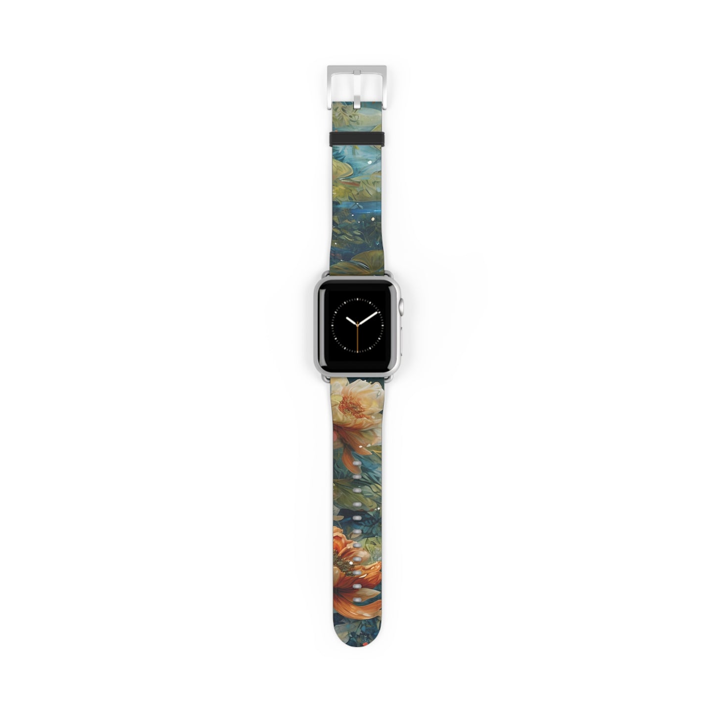 Waterlily Nocturne Apple Watch Band - Nature-Inspired Art Strap, Elegant Mountain Lake Design, Premium Gift for Outdoor Lovers