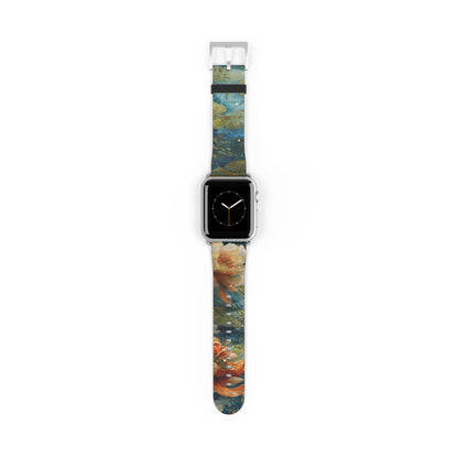 Waterlily Nocturne Apple Watch Band - Nature-Inspired Art Strap, Elegant Mountain Lake Design, Premium Gift for Outdoor Lovers