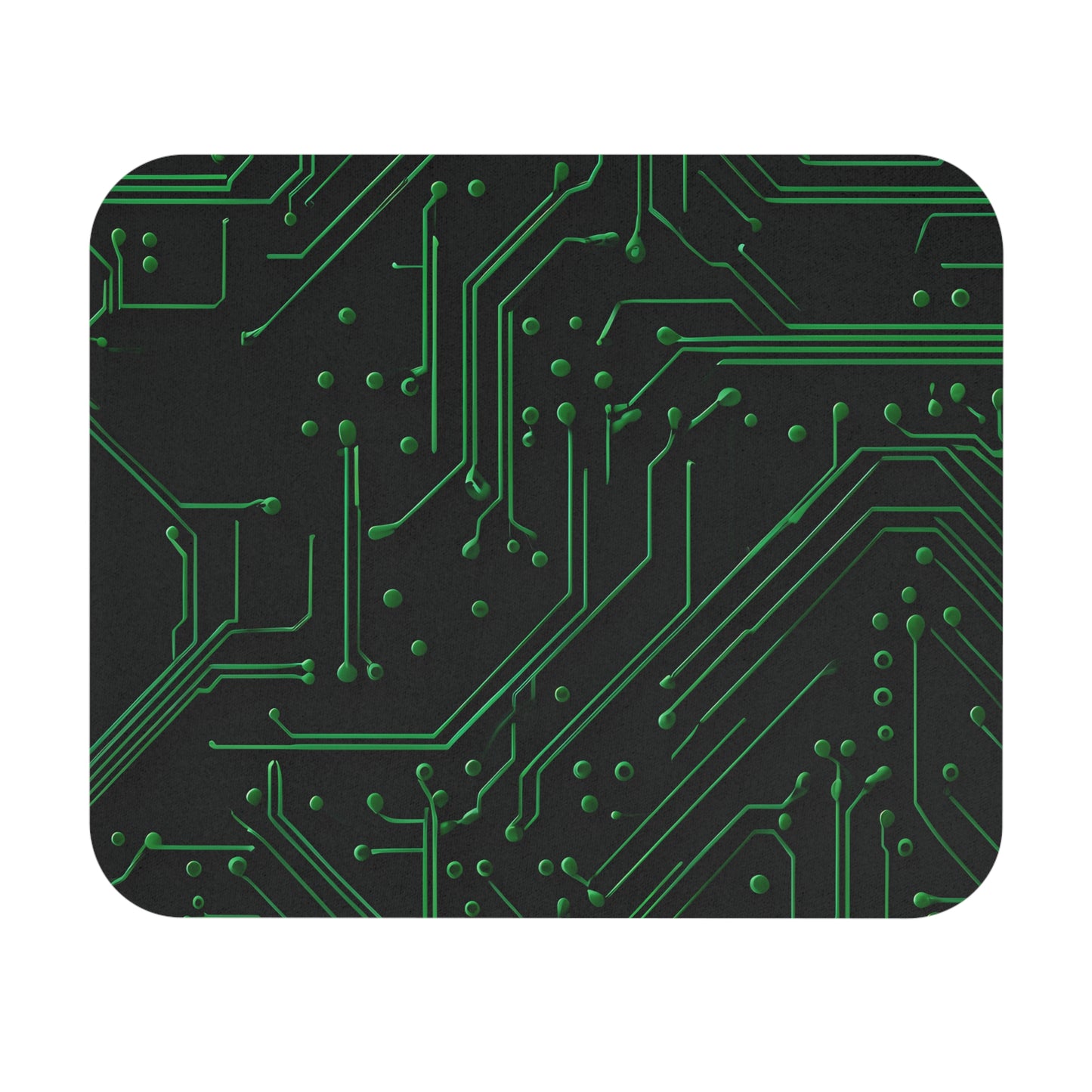 Green Circuit Grid mouse pad featuring futuristic green circuit board pattern