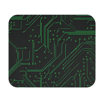 Green Circuit Grid mouse pad featuring futuristic green circuit board pattern