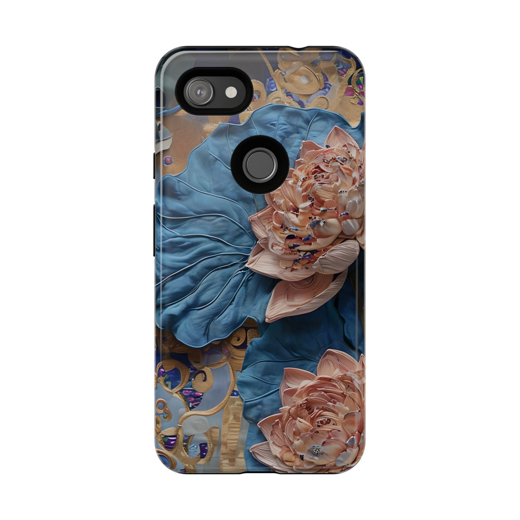 Peony Midnight Tapestry - Google Pixel 3a XL - Elegant Blue & Blush Artful Phone Cover