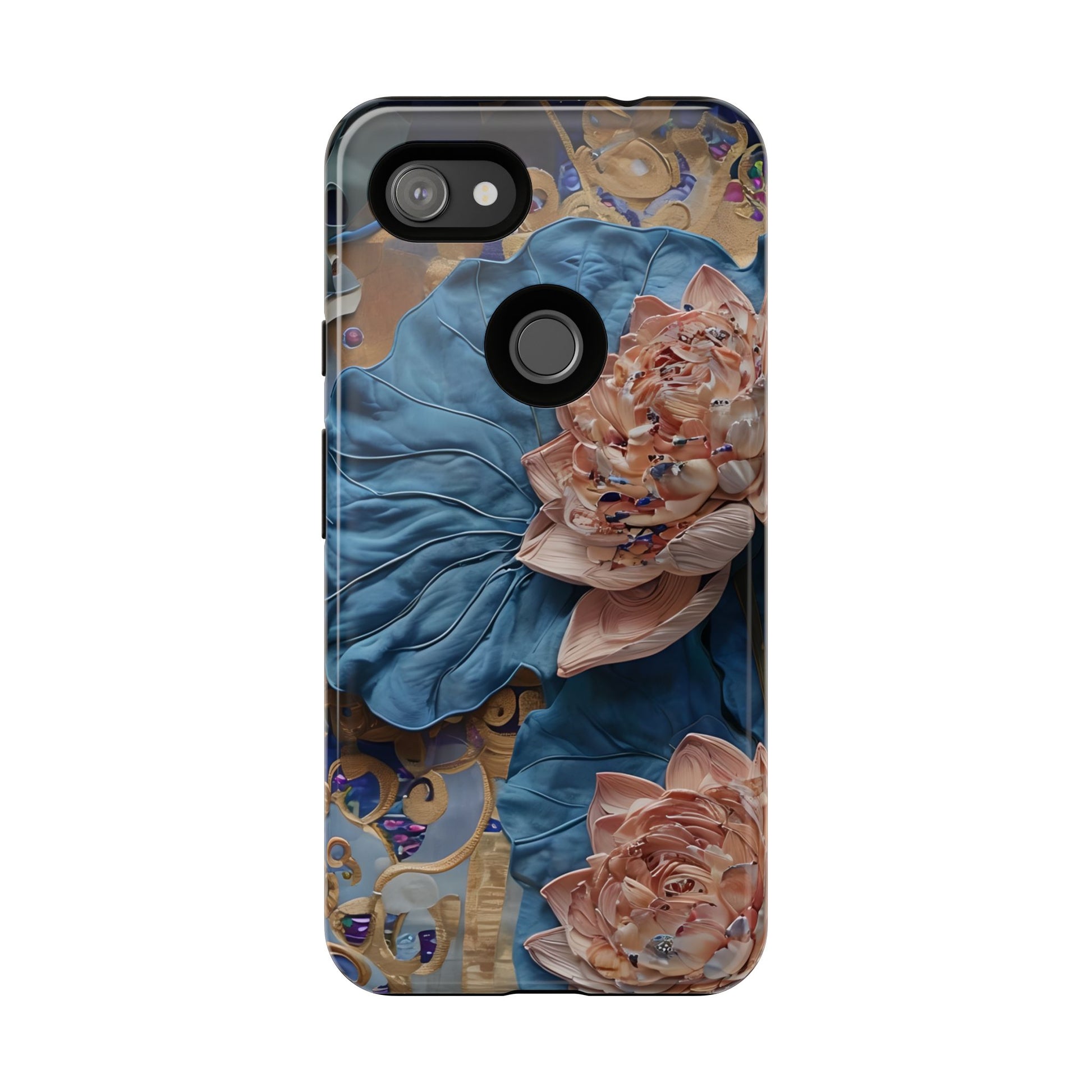 Peony Midnight Tapestry - Google Pixel 3a XL - Elegant Blue & Blush Artful Phone Cover