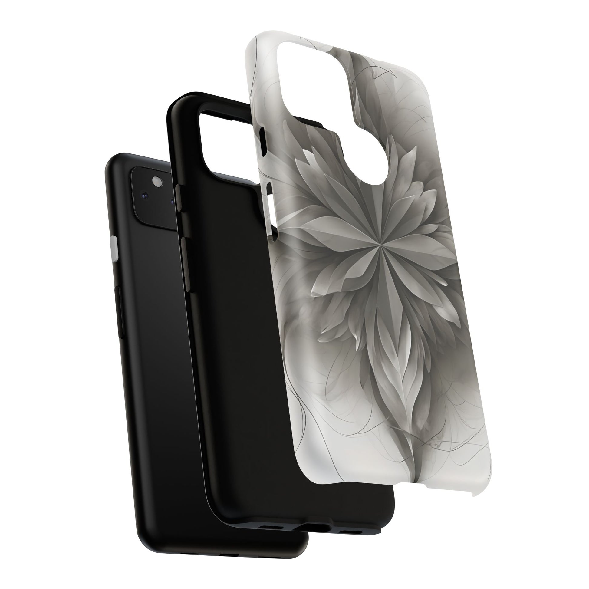 Silver Lotus - Elegant Monochrome Floral Google Pixel 4a 5G Tough Phone Case - Modern Lotus Design
