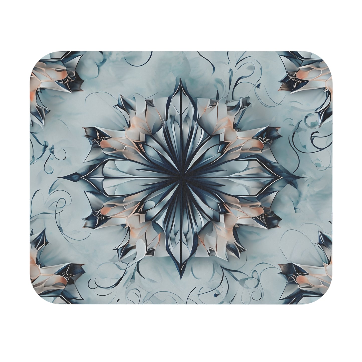 Indigo Mirage mouse pad featuring flowing blue abstract design