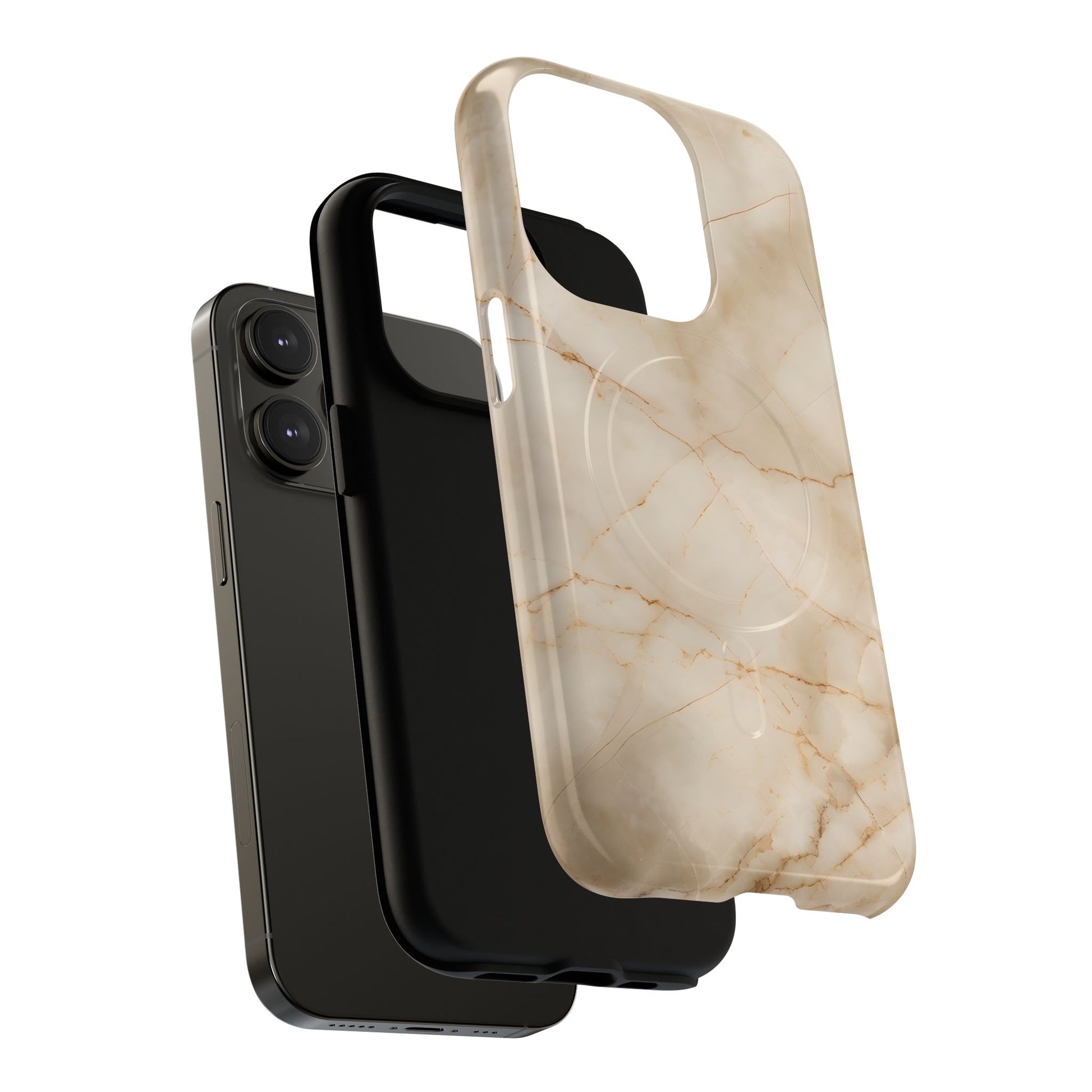 Parchment Mist - iPhone 14 Pro MagSafe Phone Case - Neutral Beige Marble Design