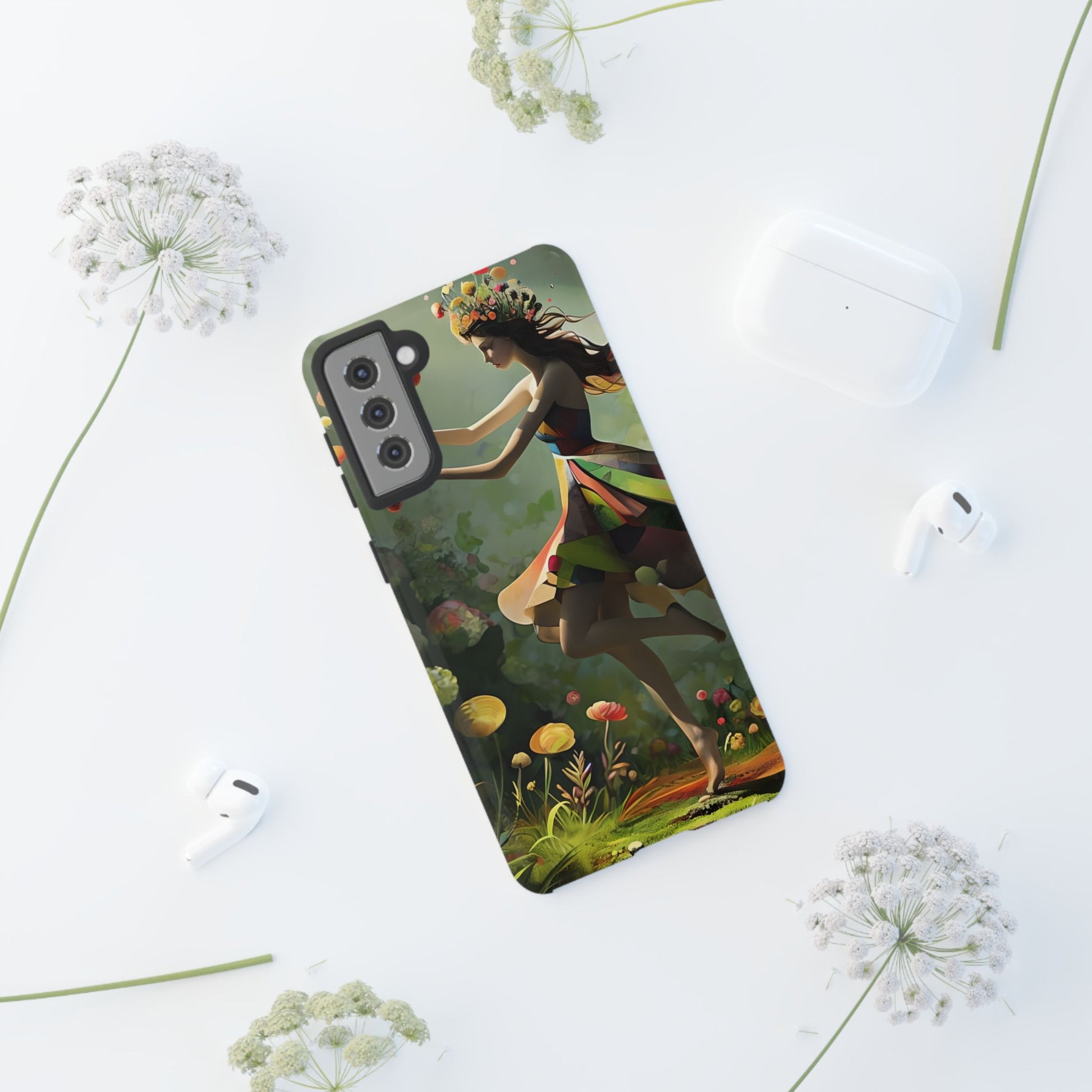 Dancing Wildflower Muse Samsung Galaxy S21 Plus Tough Case - Artistic Floral Fantasy Cover - Whimsical Nature-Inspired Protective Accessory