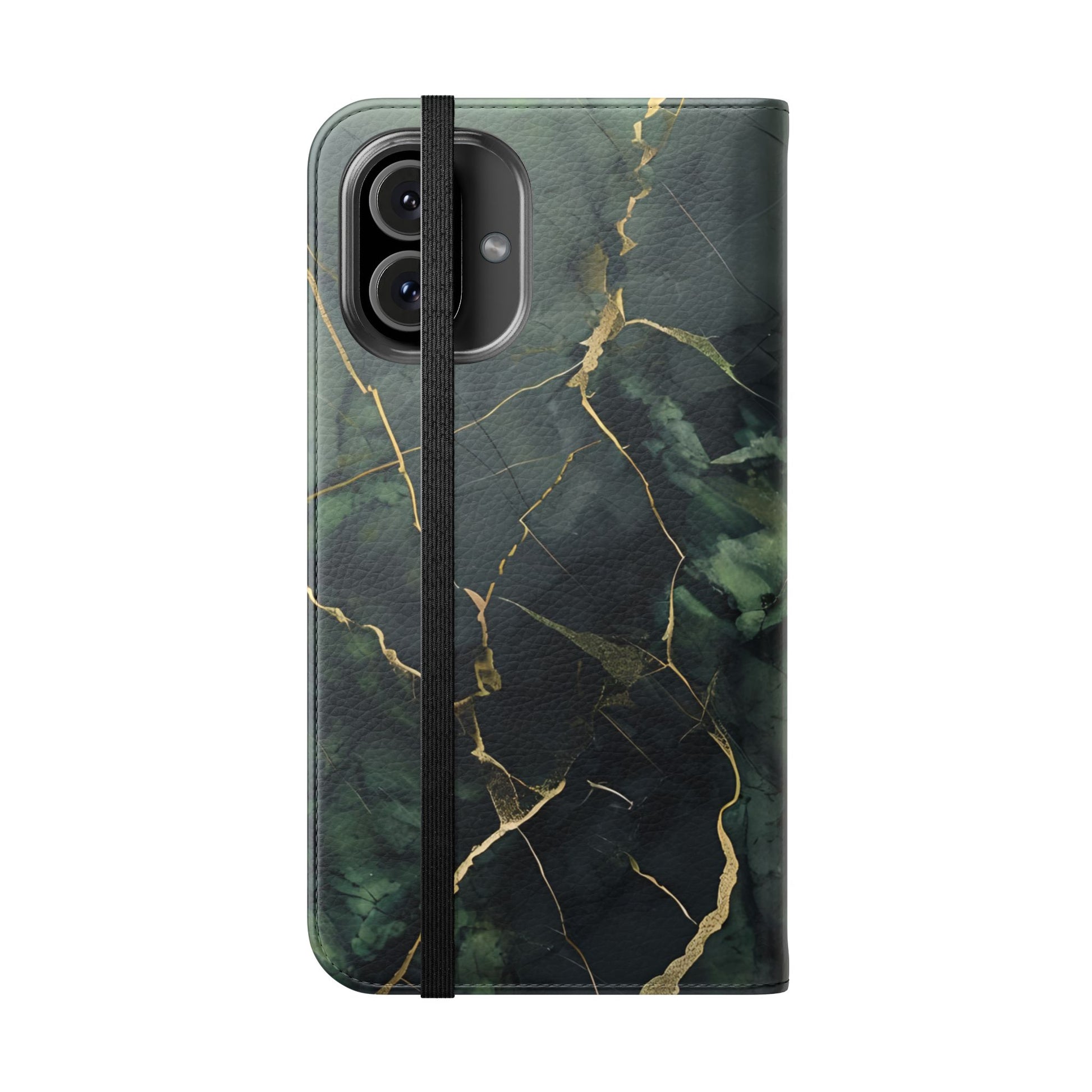 Verdant Vein - Green Marble Design Wallet Phone Case for iPhone 16 Plus