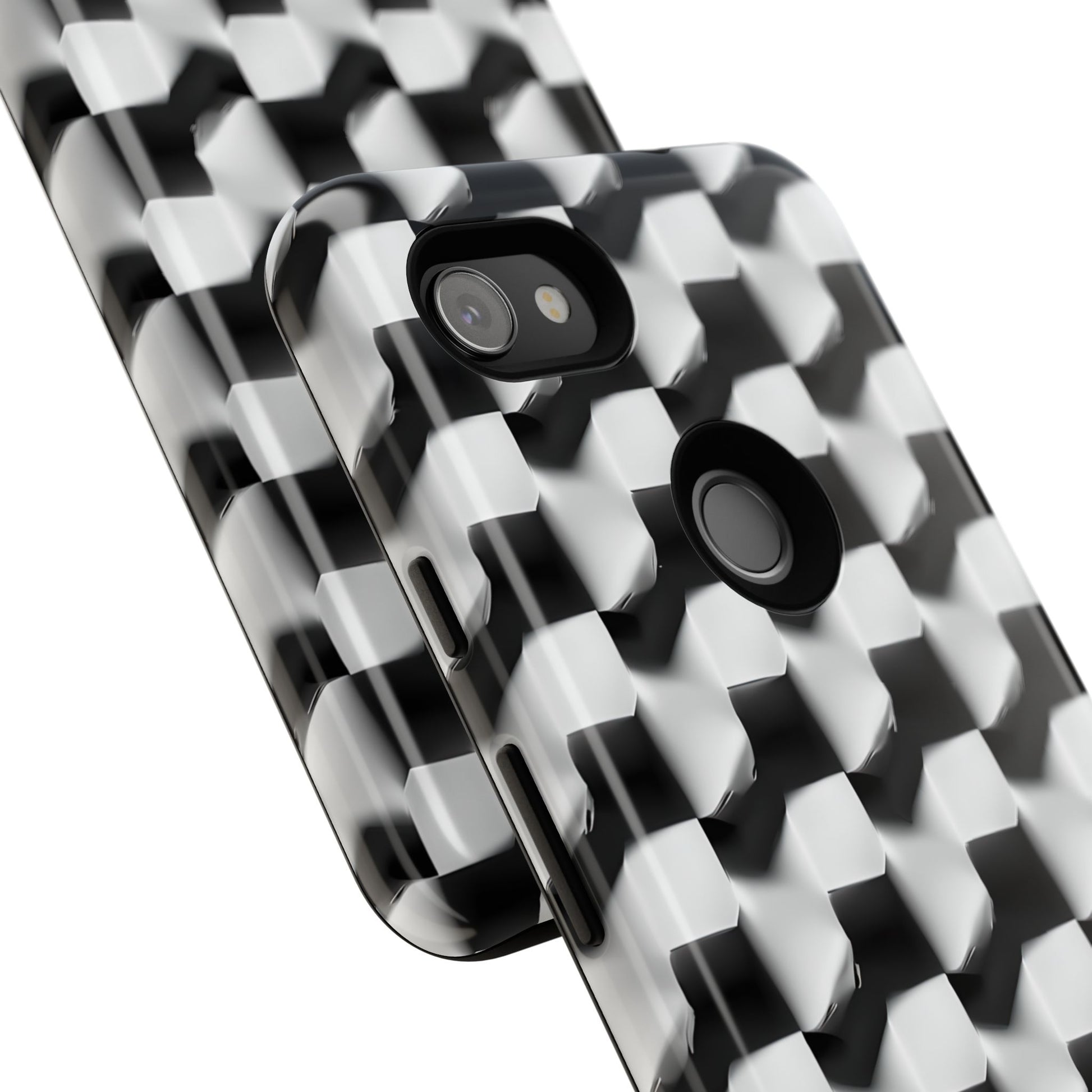 Monochrome Grid Tough Case for Google Pixel 3a XL - Classic Checkerboard, Black & White, Minimalist Trend
