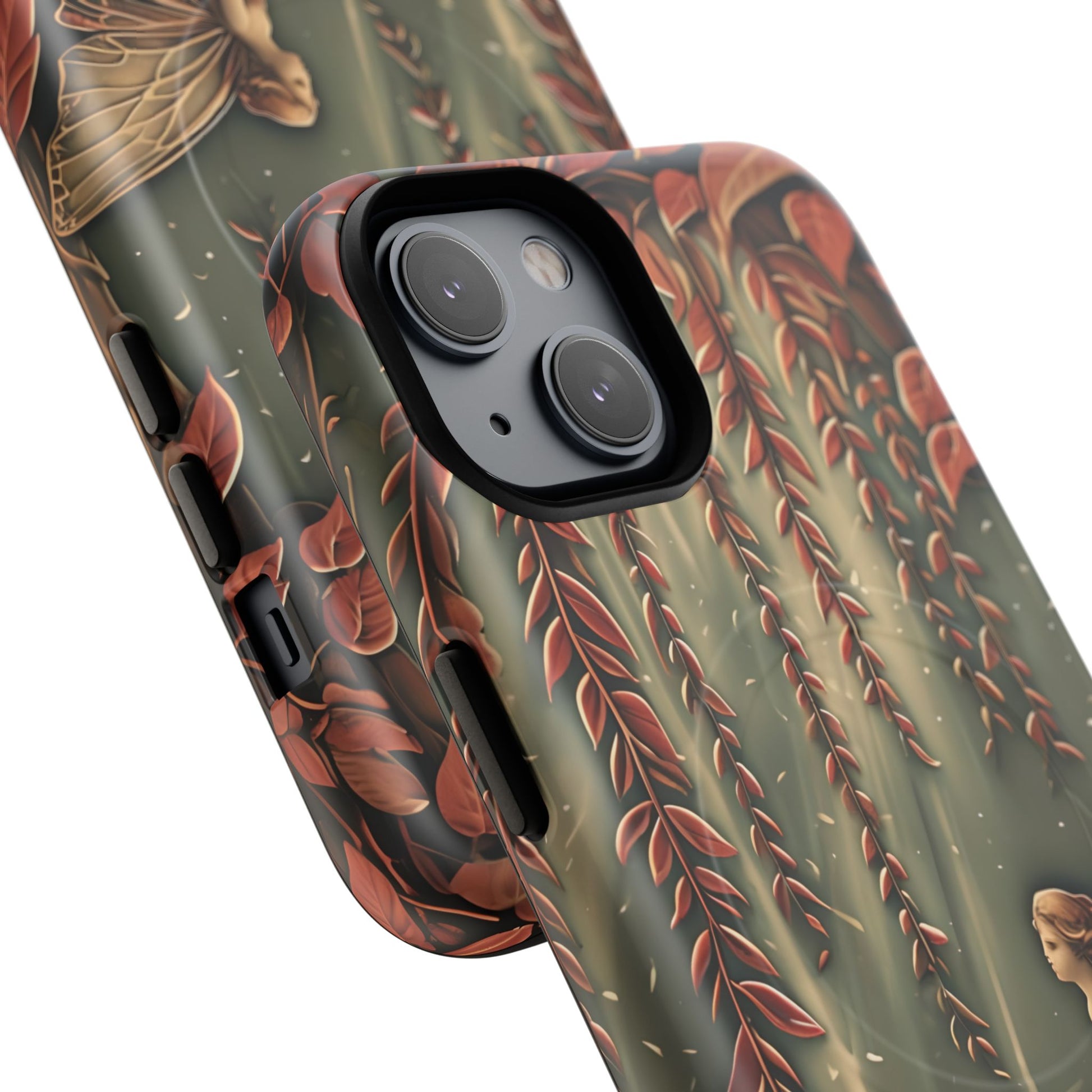 Willow Whisper - Tranquil Nature Art iPhone 14 MagSafe Phone Case - Serene Willow Tree & Meditative Figure Design