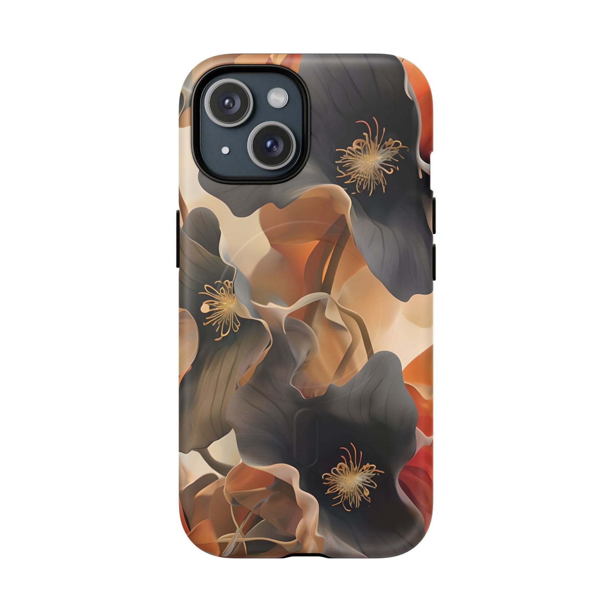 Autumn Ember - Moody Floral Art iPhone 15 MagSafe Phone Case -Warm Earthy Botanical Design