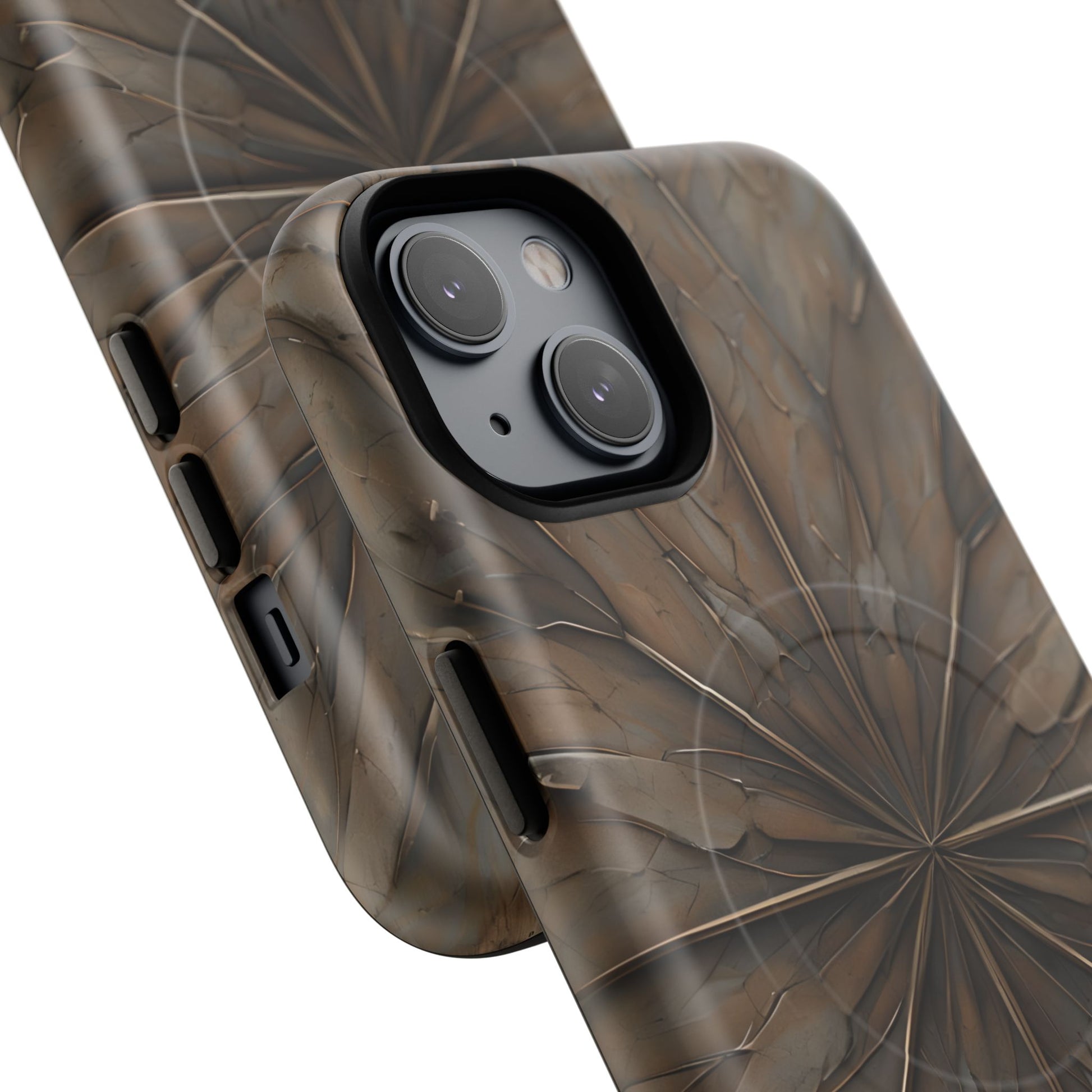 Earthstone Mandala - Kaleidoscope Collection Artistic Taupe Burst - iPhone 14 MagSafe Phone Case