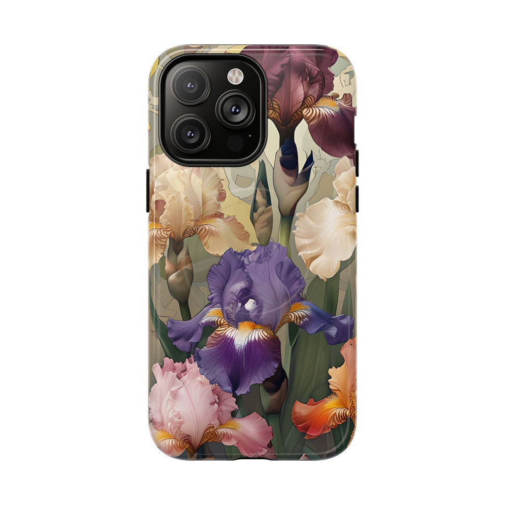 Iris Reverie - Elegant Painterly - iPhone 14 Pro Max - MagSafe Compatible - Artistic Purple & Cream Iris Design