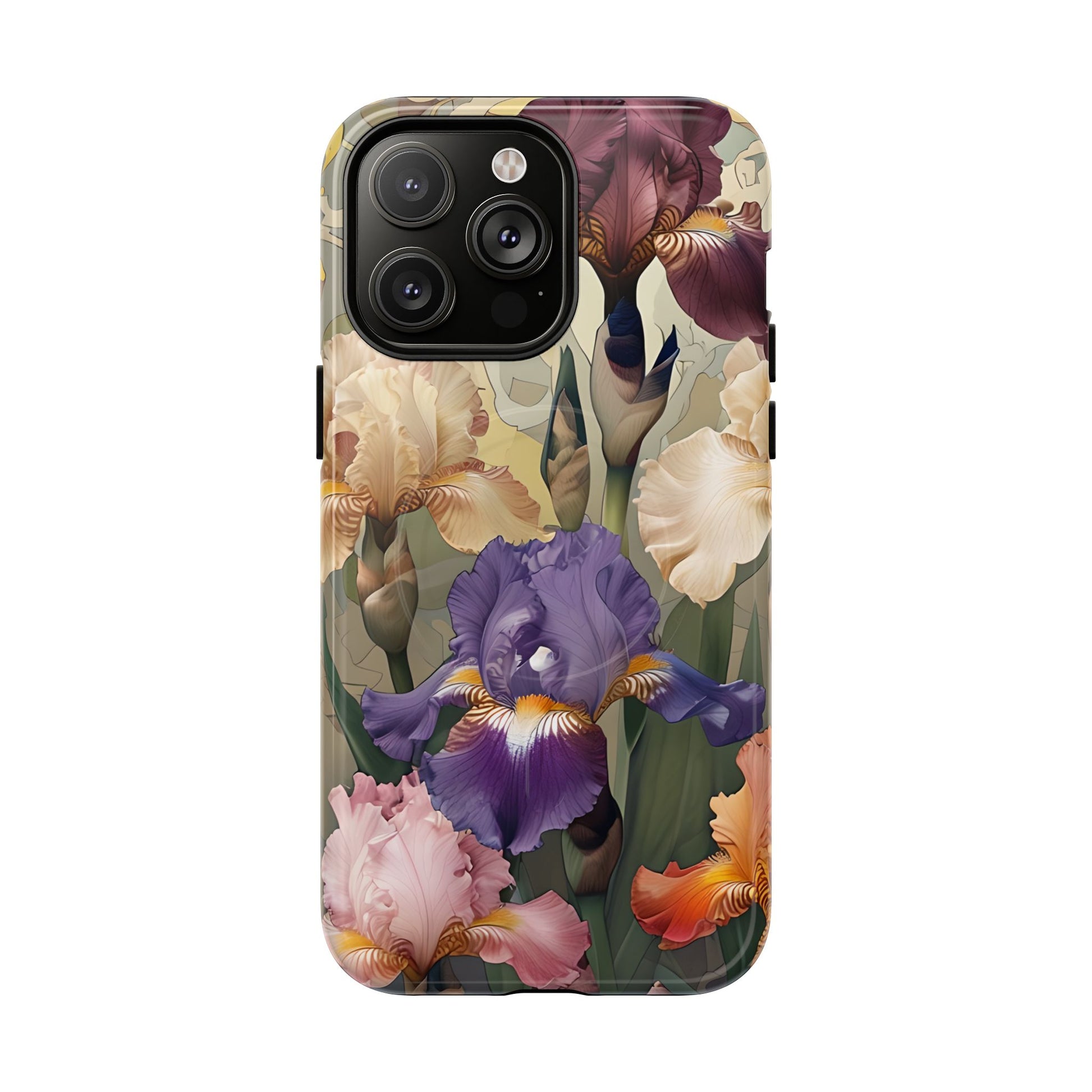 Iris Reverie - Elegant Painterly - iPhone 14 Pro Max - MagSafe Compatible - Artistic Purple & Cream Iris Design