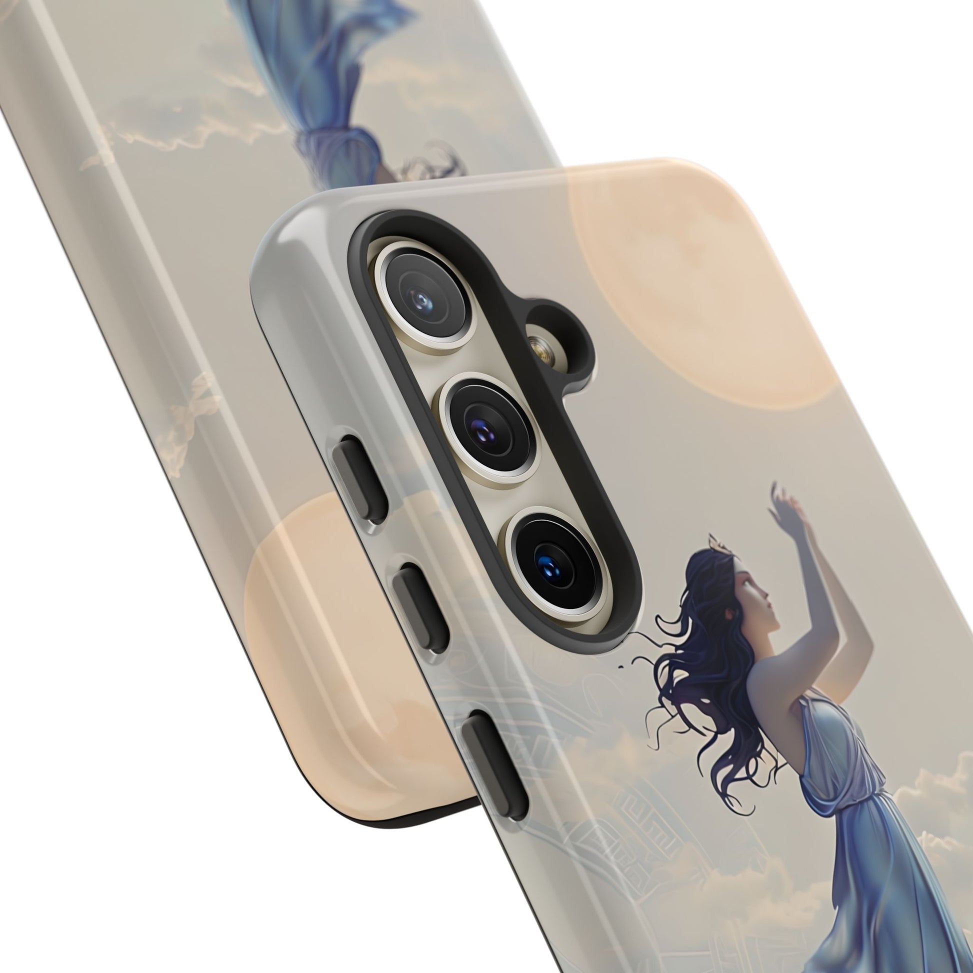 Moonlit Ascend - Ethereal Celestial Art Samsung Galaxy S24 Tough Phone Case - Dreamy Night Sky & Floating Woman Design