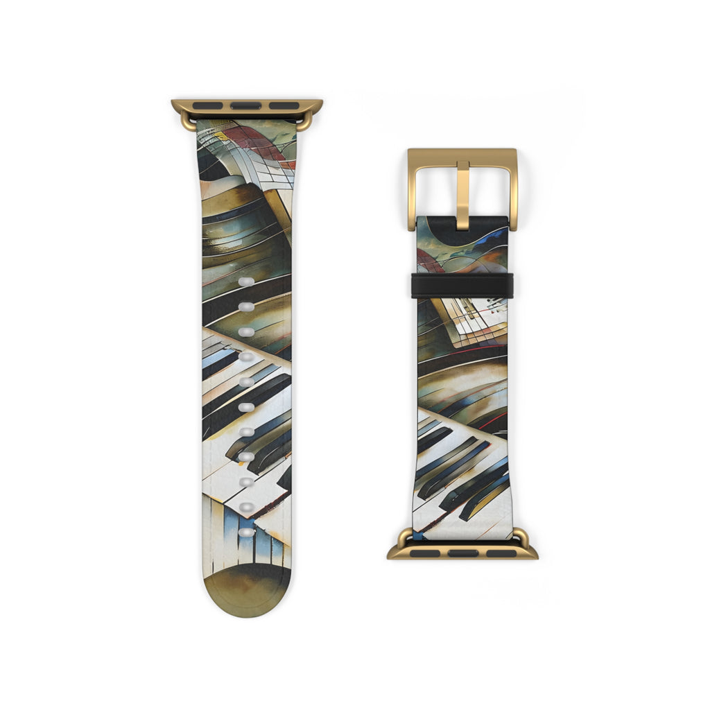 Ivory Cascade Apple Watch Band Strap - Artistic Piano Key Print Strap