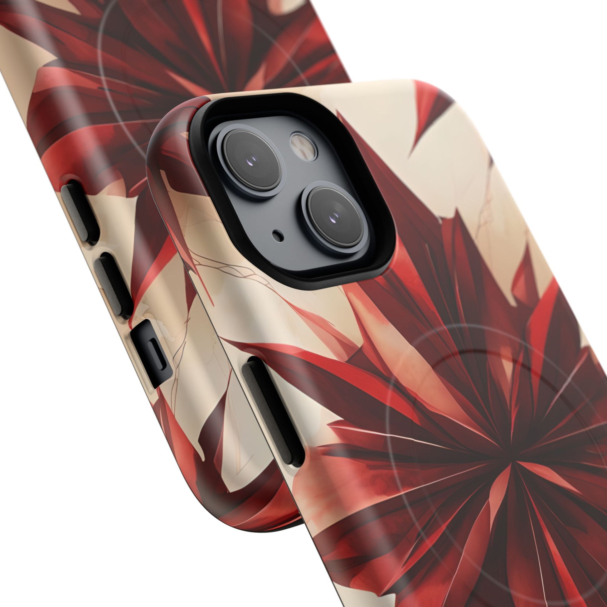 Ruby Compass iPhone 14 MagSafe Phone Case - Bold Red Modern Design