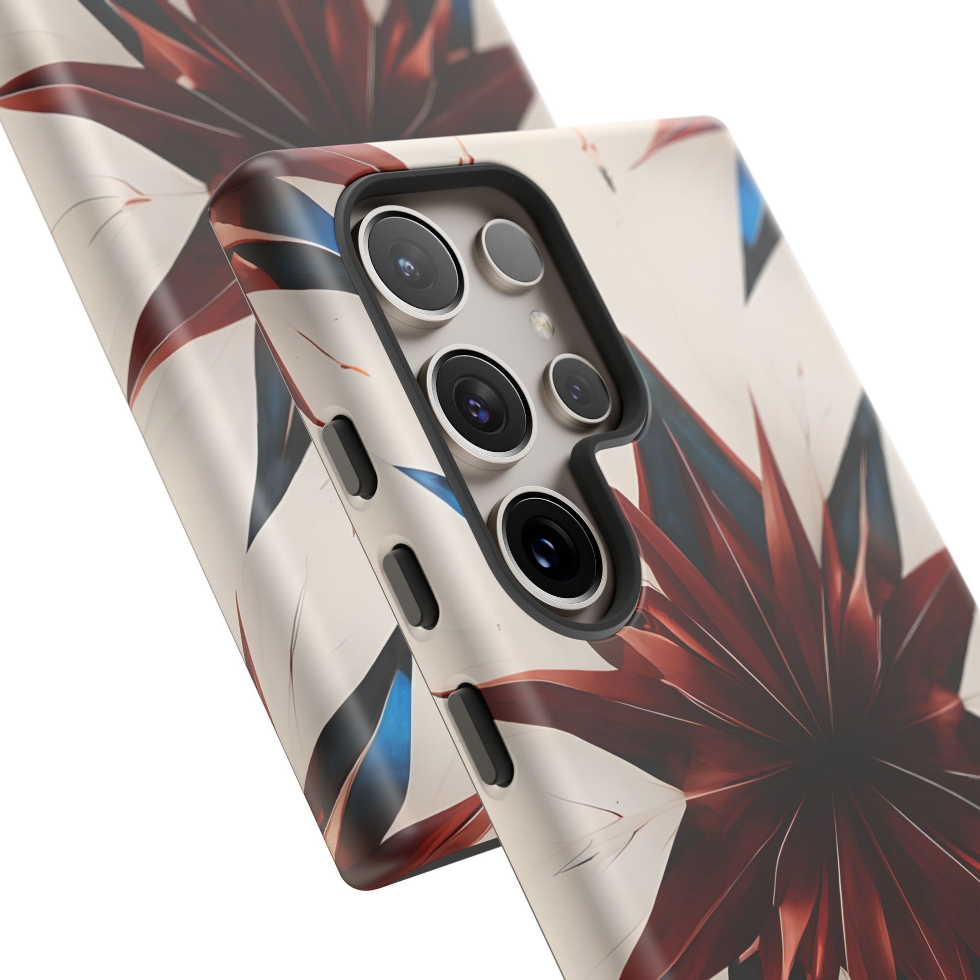 Garnet Starburst - Kaleidoscope Collection Gemstone Floral - Samsung Galaxy S24 Ultra Tough Phone Case - Floral Burst Design
