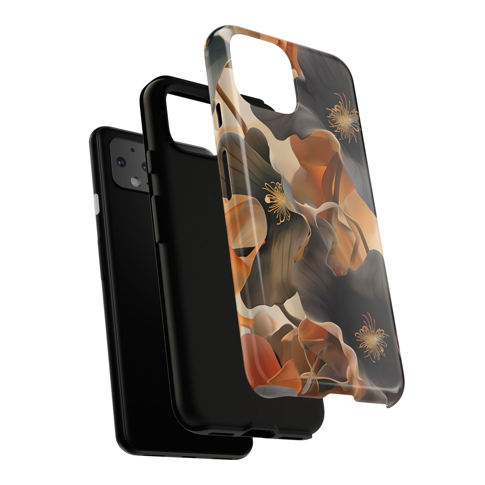 Autumn Ember - Moody Floral Art Google Pixel 4 Tough Phone Case - Warm Earthy Botanical Design