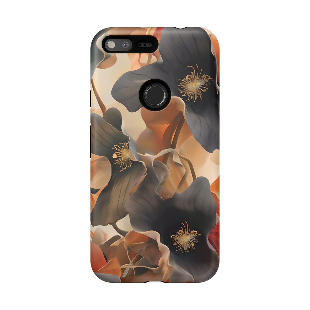 Autumn Ember - Moody Floral Art Google Pixel XL Tough Phone Case - Warm Earthy Botanical Design