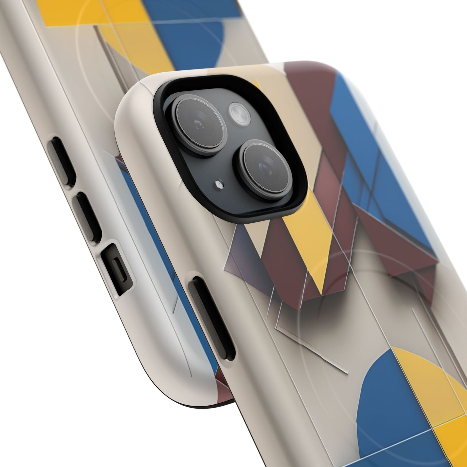 Chromatic Construct iPhone 15 MagSafe Phone Case -Modern Geometrical Design, Primary Colors